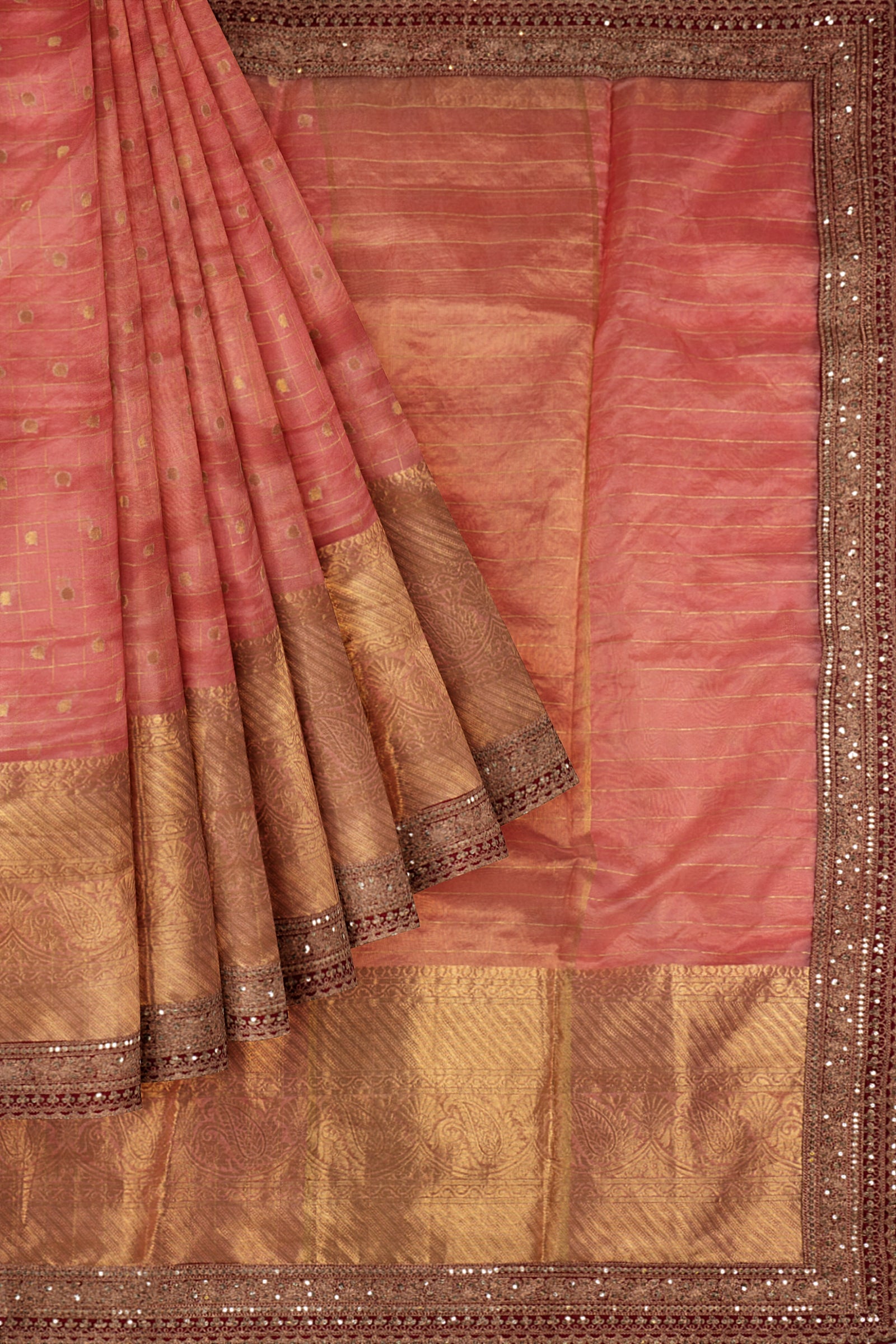 Pink Woven Kora Saree ES0286