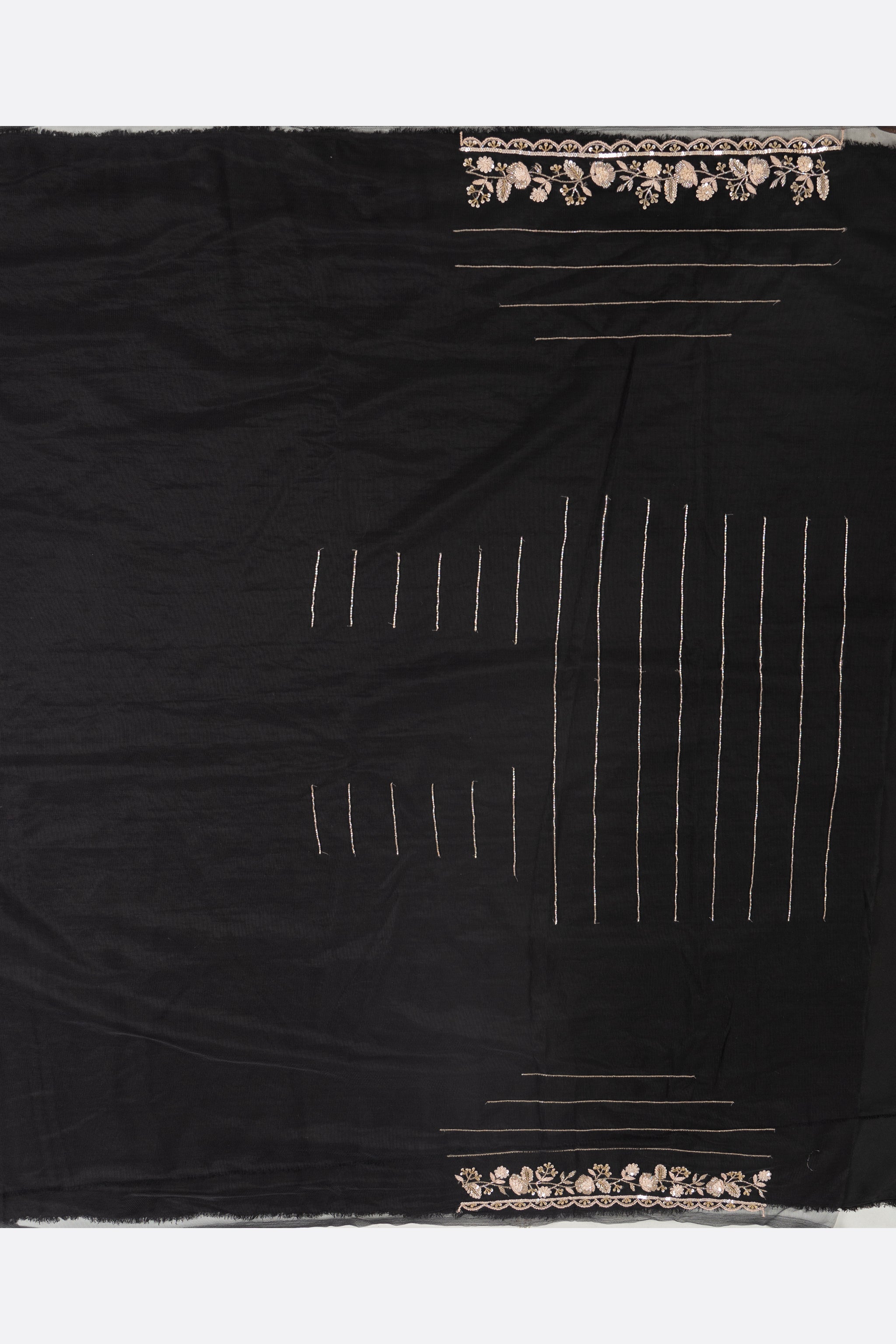 Black Embellished Net Saree F00847