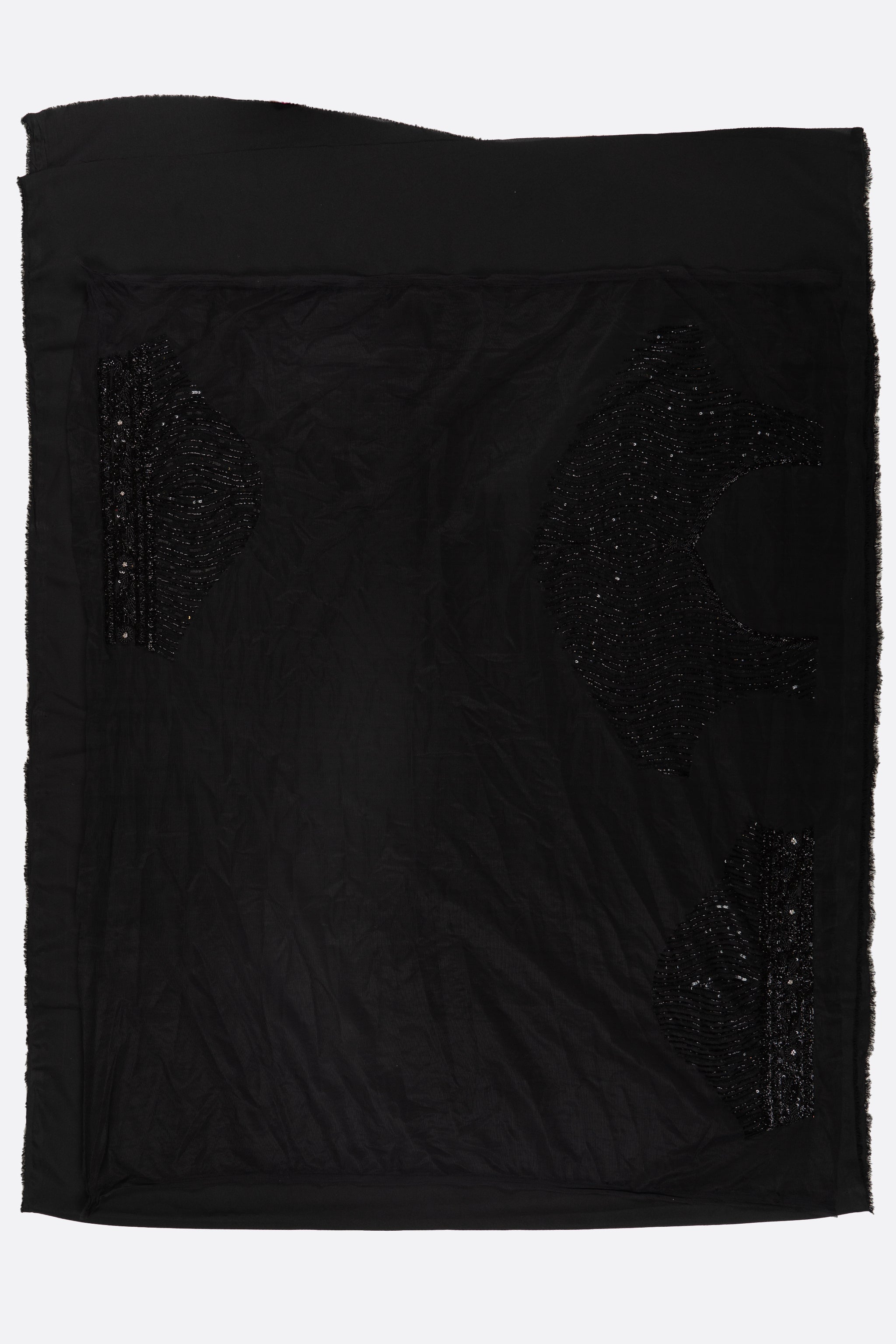 Black Embellished Net Saree F00846