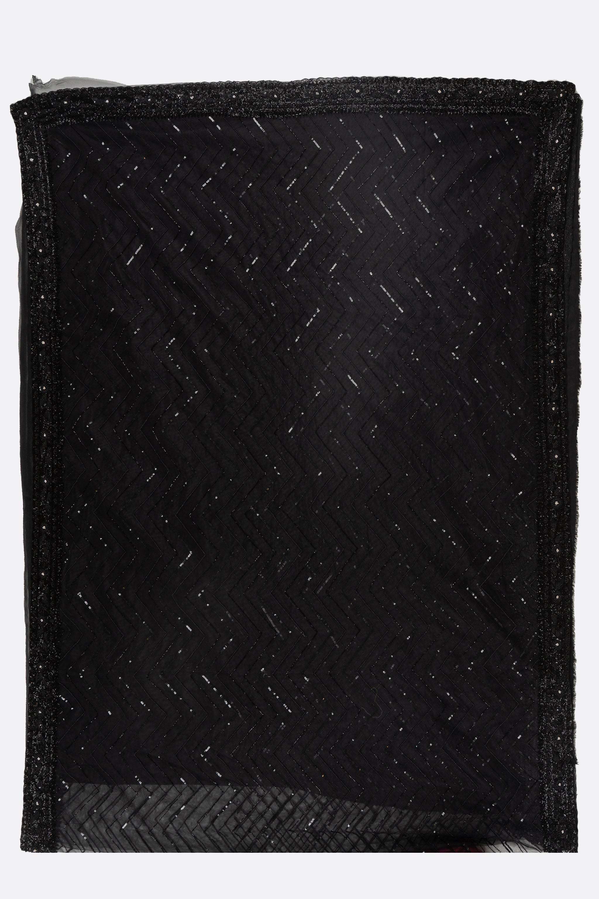 Black Embellished Net Saree F00846