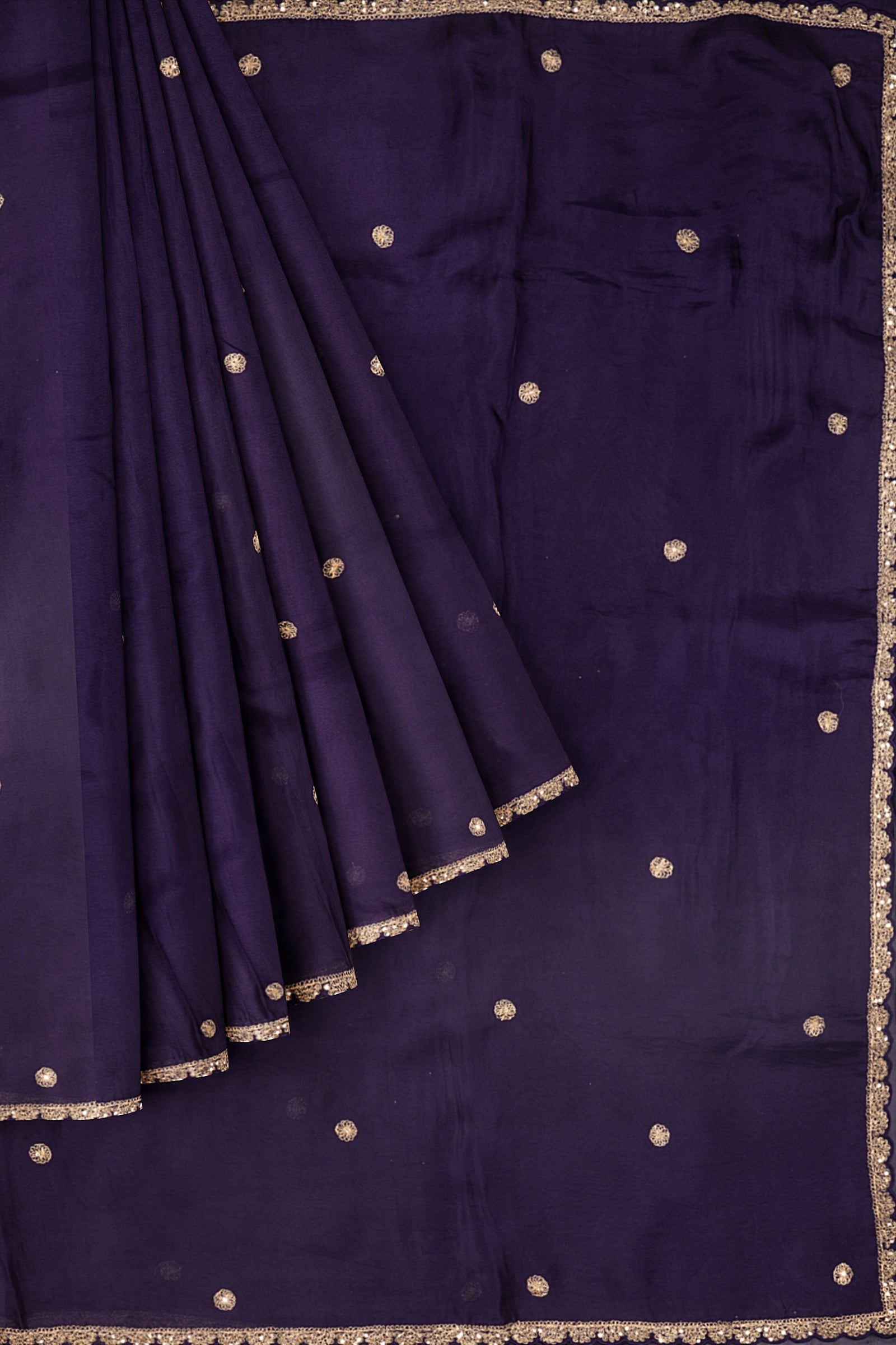 Violet Plain Kora Saree F01075