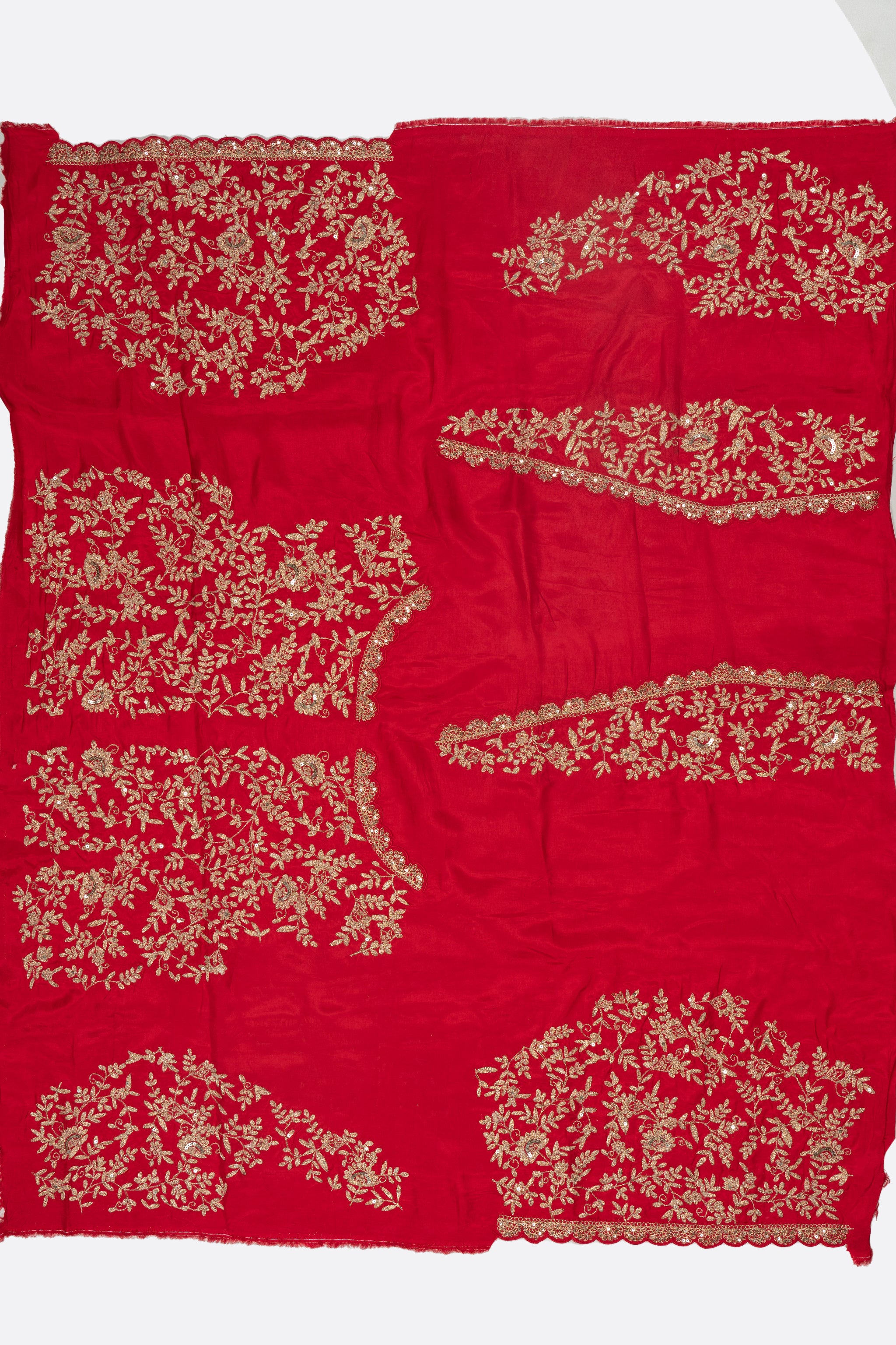 Red Plain Kora Saree F01075