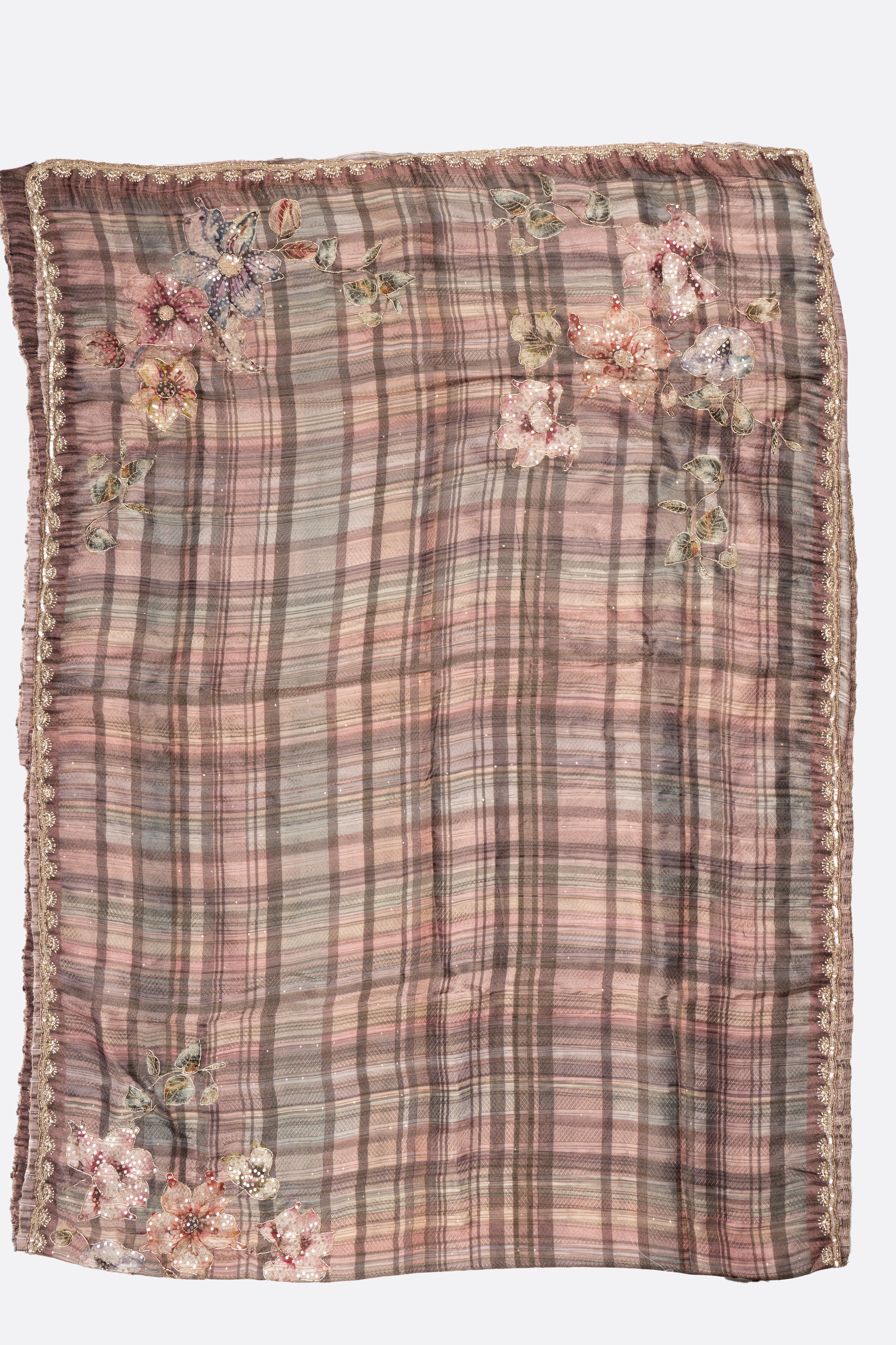 Pink Embellished Georgette Silk Saree F01004