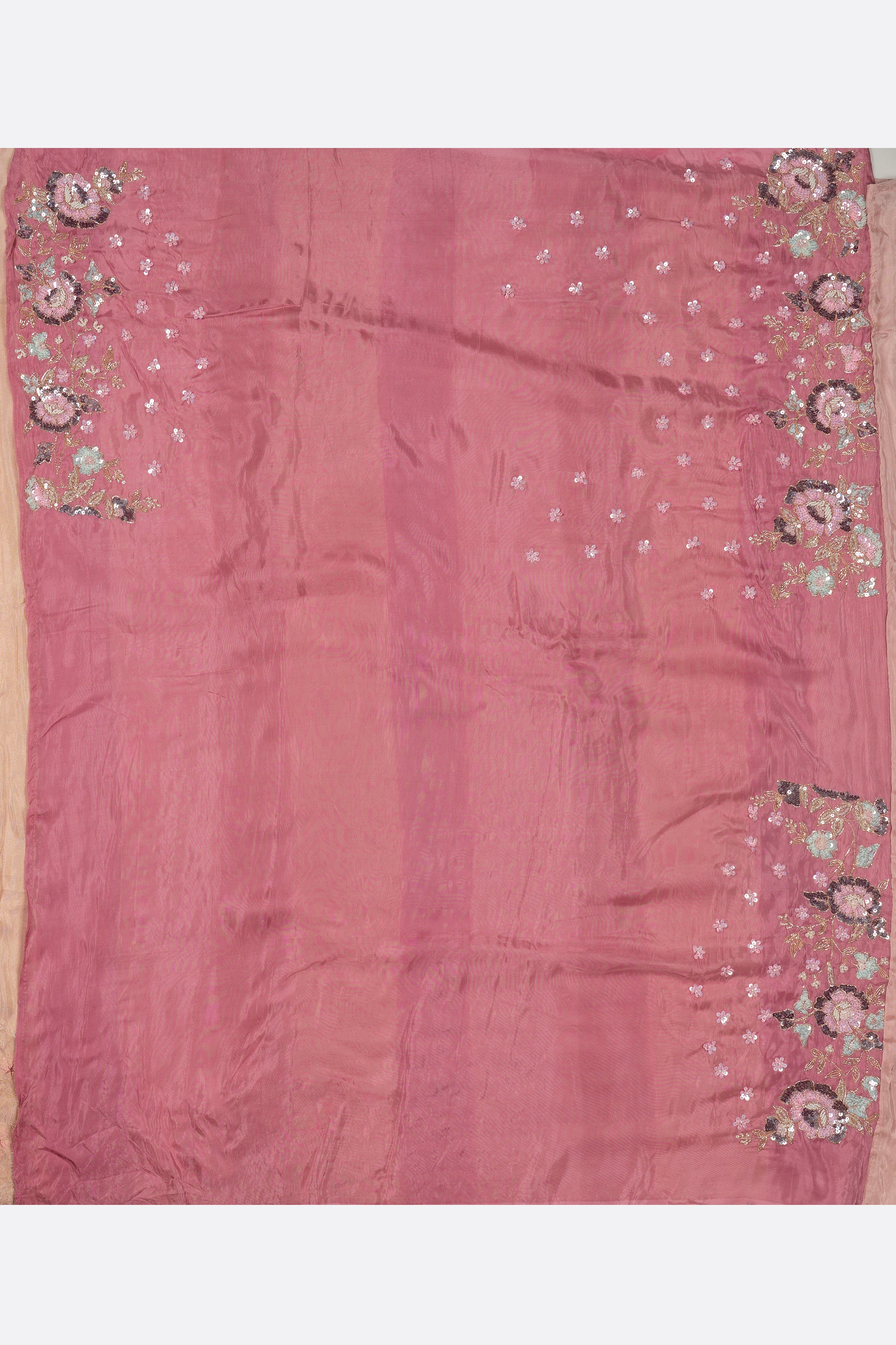 Pink Embellished Satin Silk Saree F01192