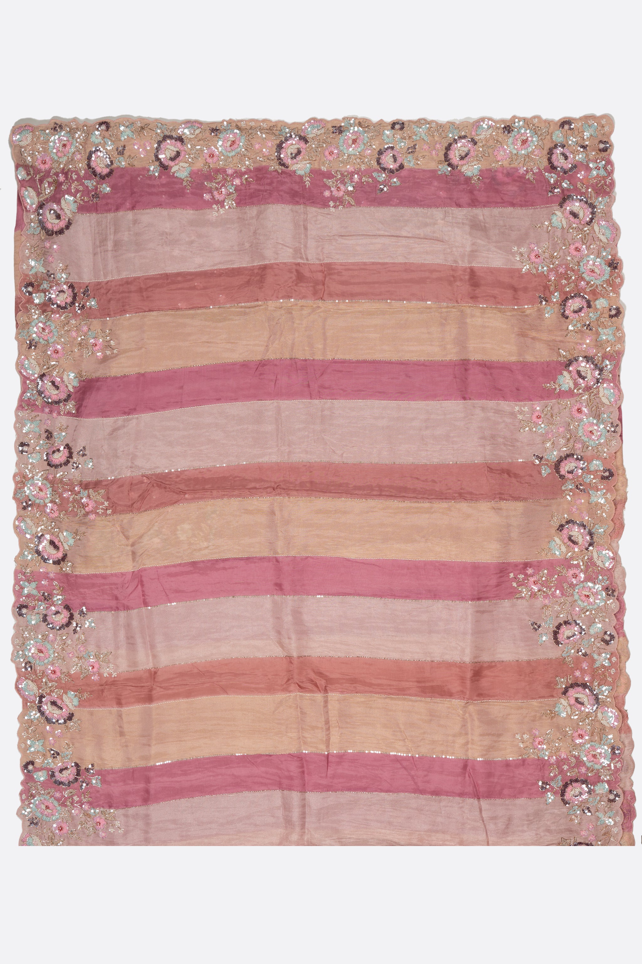 Pink Embellished Satin Silk Saree F01192