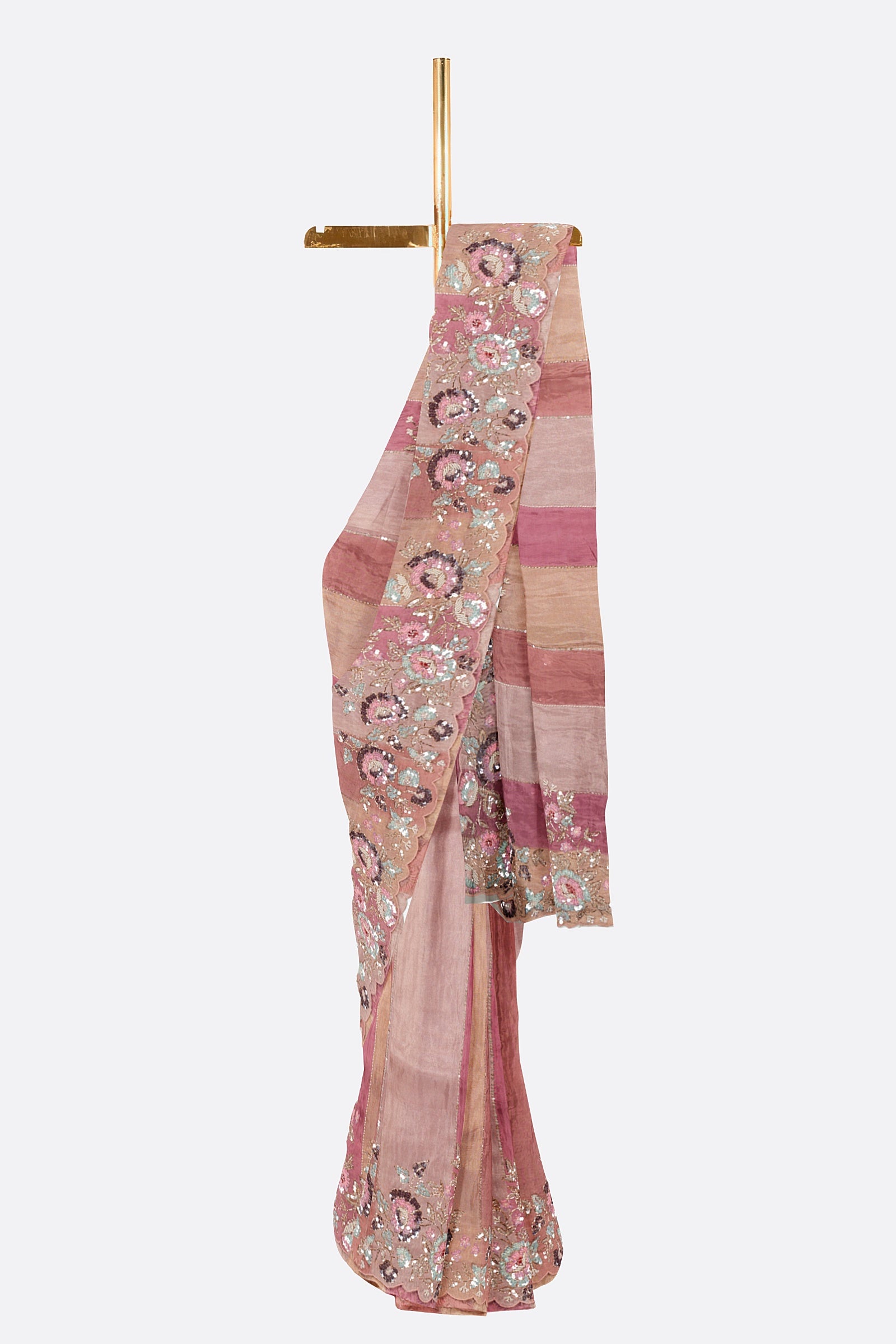 Pink Embellished Satin Silk Saree F01192