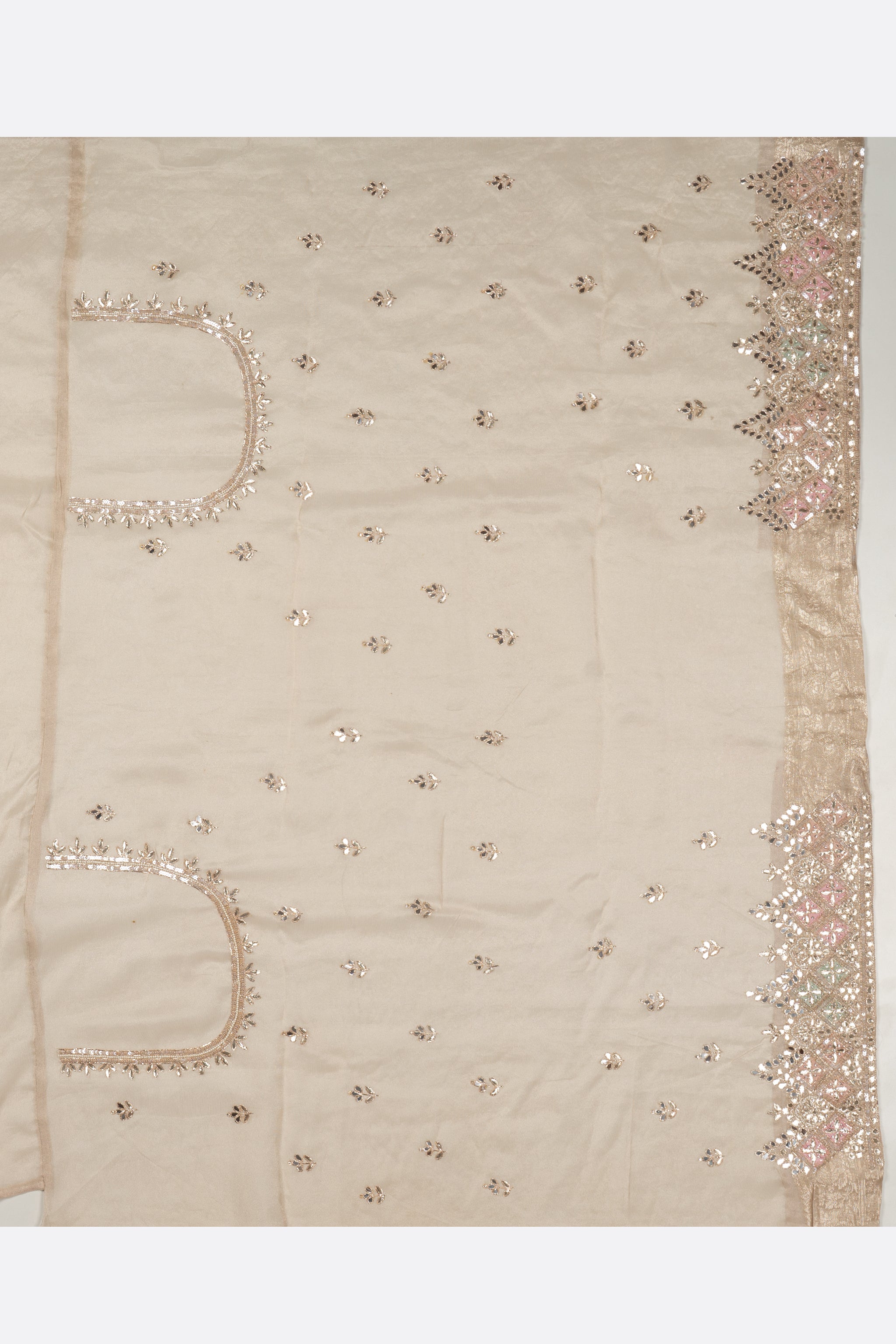 Beige Embellished Tissue Silk Saree F01182