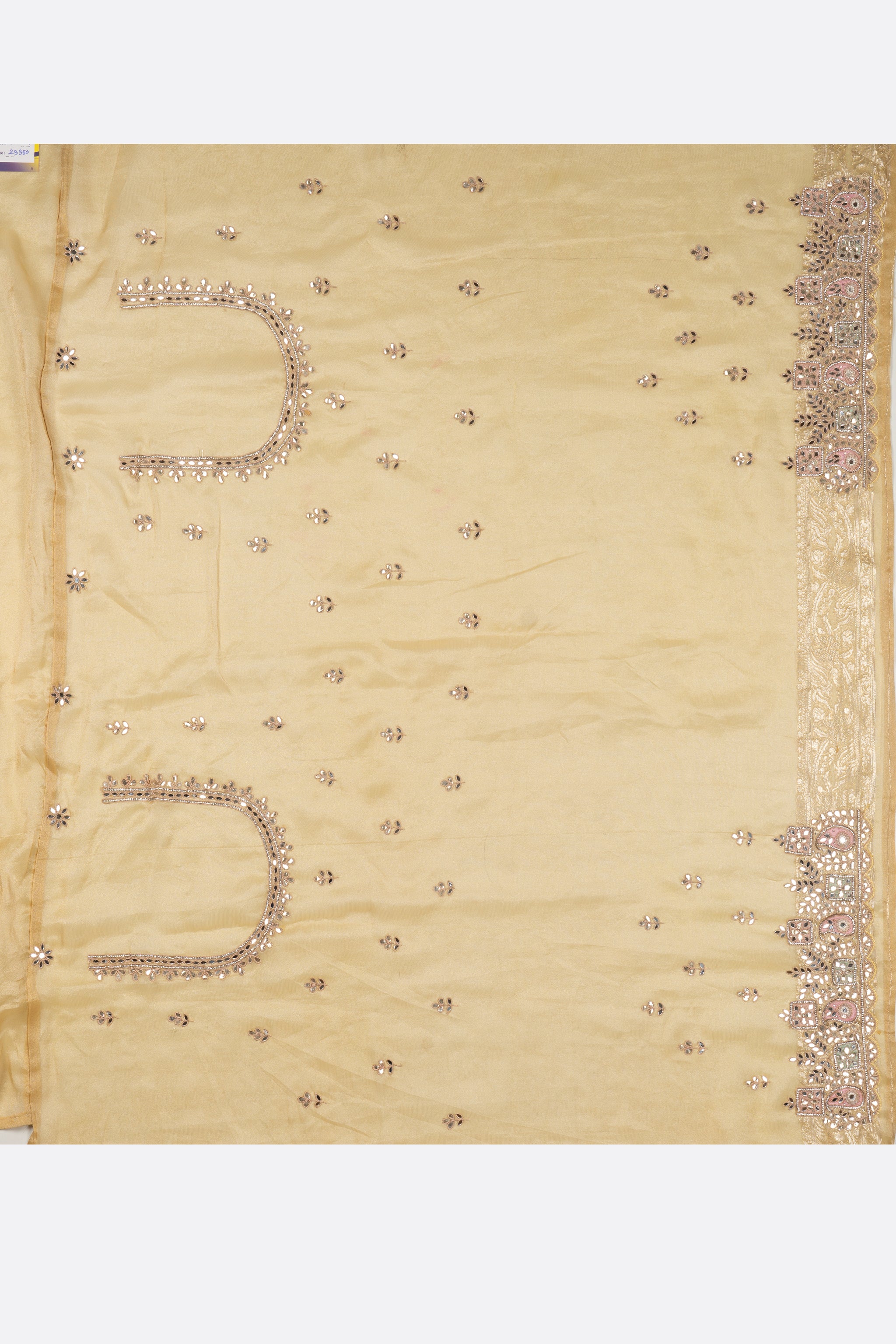 Yellow Embellished Tissue Silk Saree F01189