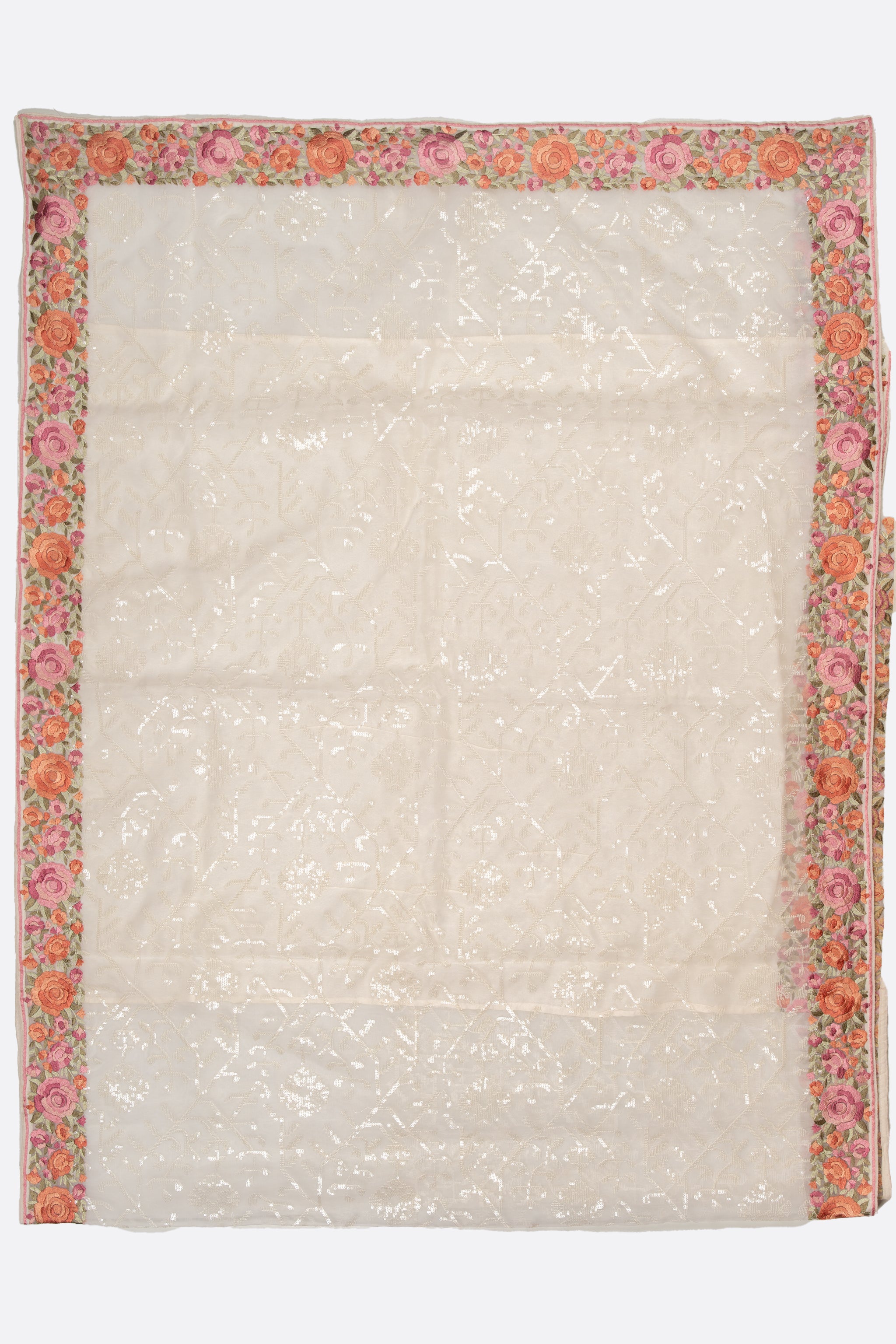 White Embroidered Kora Saree F00896