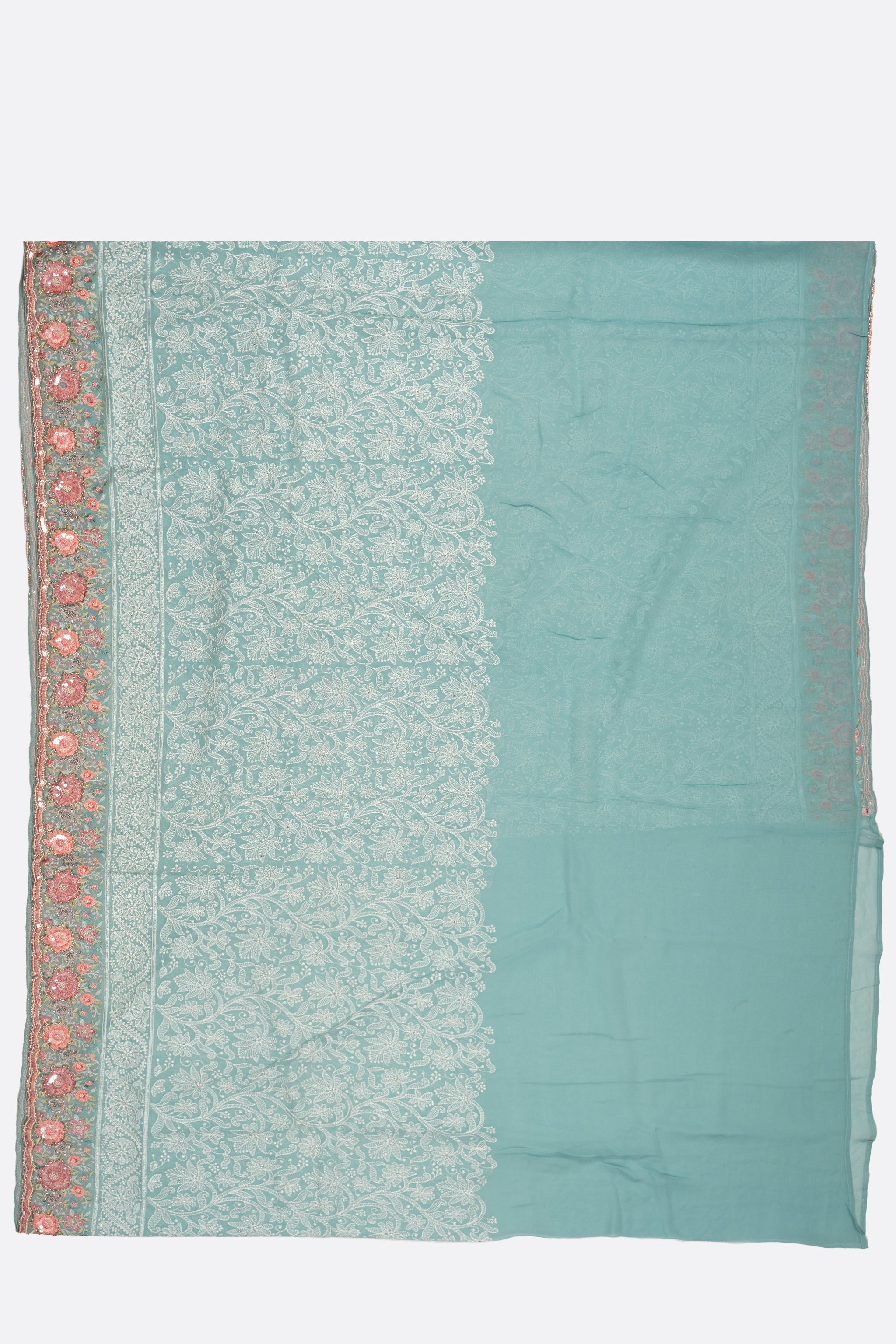 Blue Embellished Georgette Saree F00897