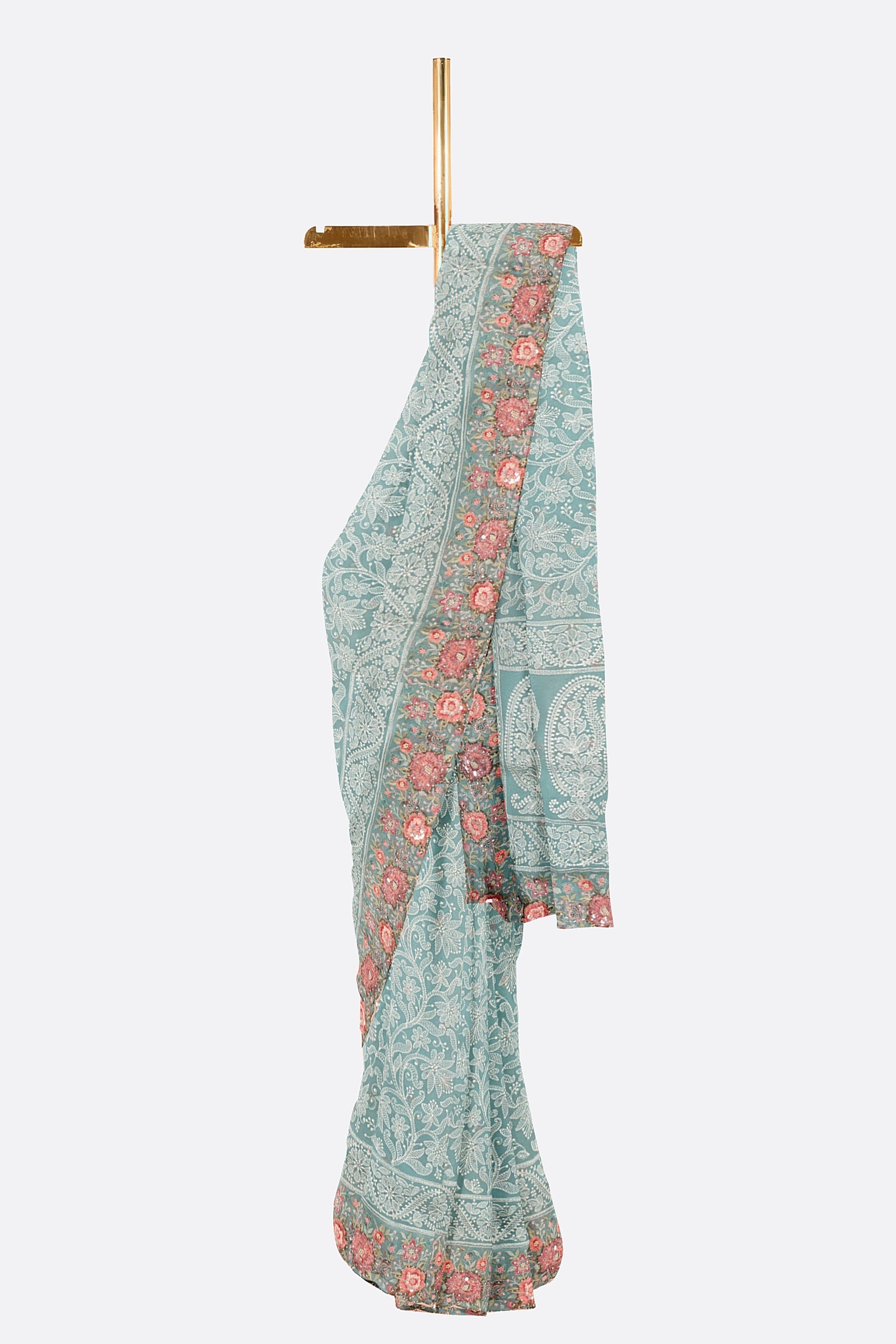 Blue Embellished Georgette Saree F00897