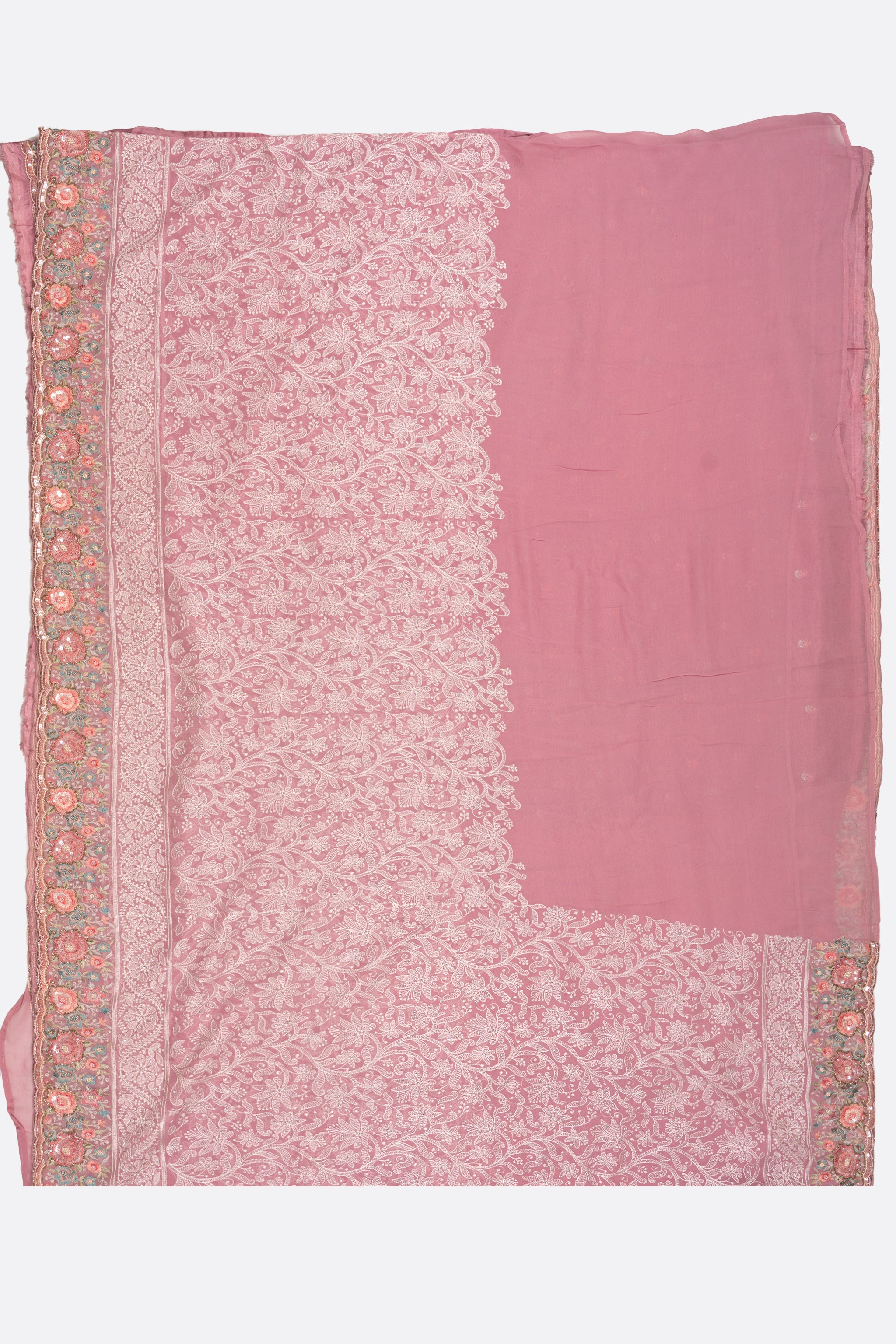 Pink Embellished Georgette Saree F00897