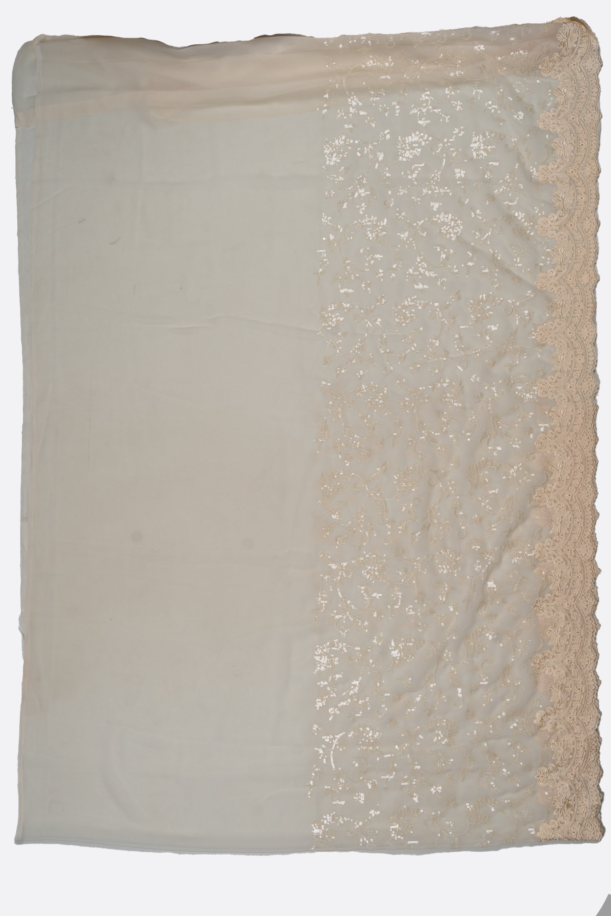 Off White Embellished Georgette Saree F00762