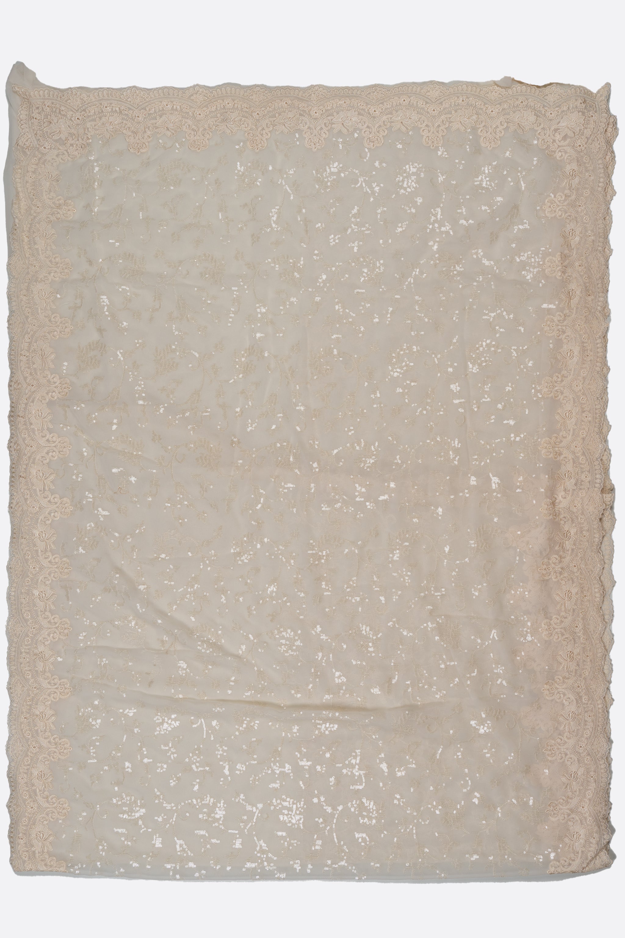 Off White Embellished Georgette Saree F00762