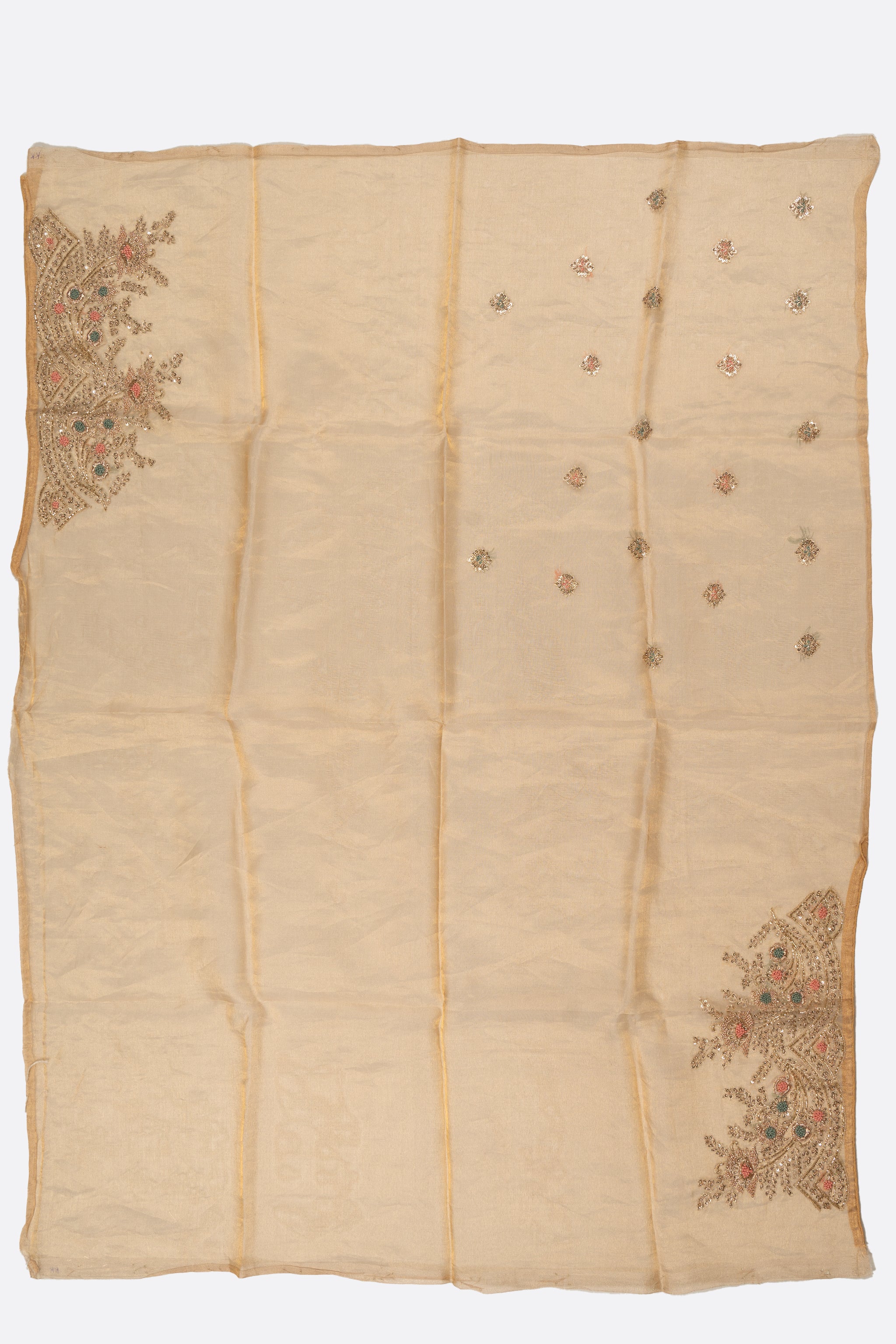 Gold Embellished Tissue Kora Saree F00848