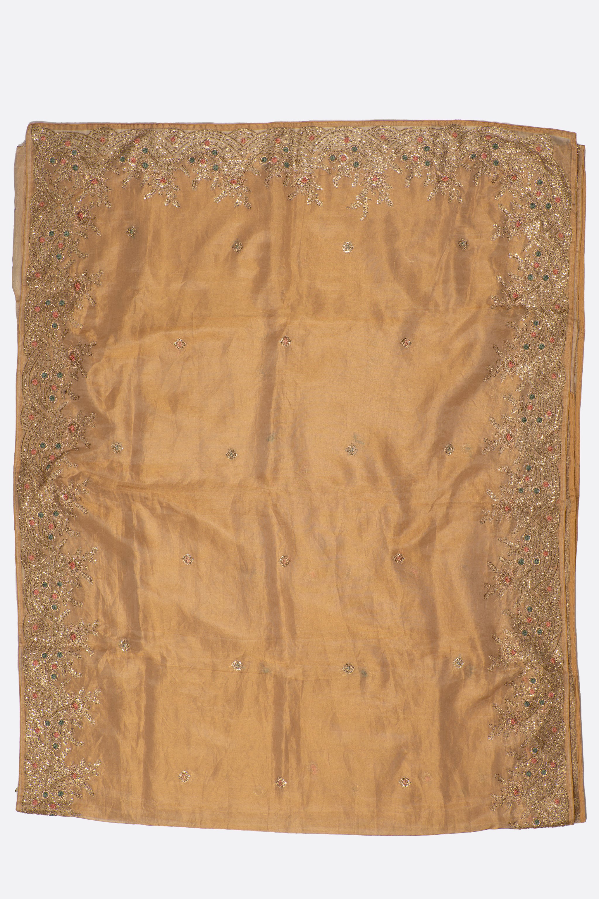 Gold Embellished Tissue Kora Saree F00848