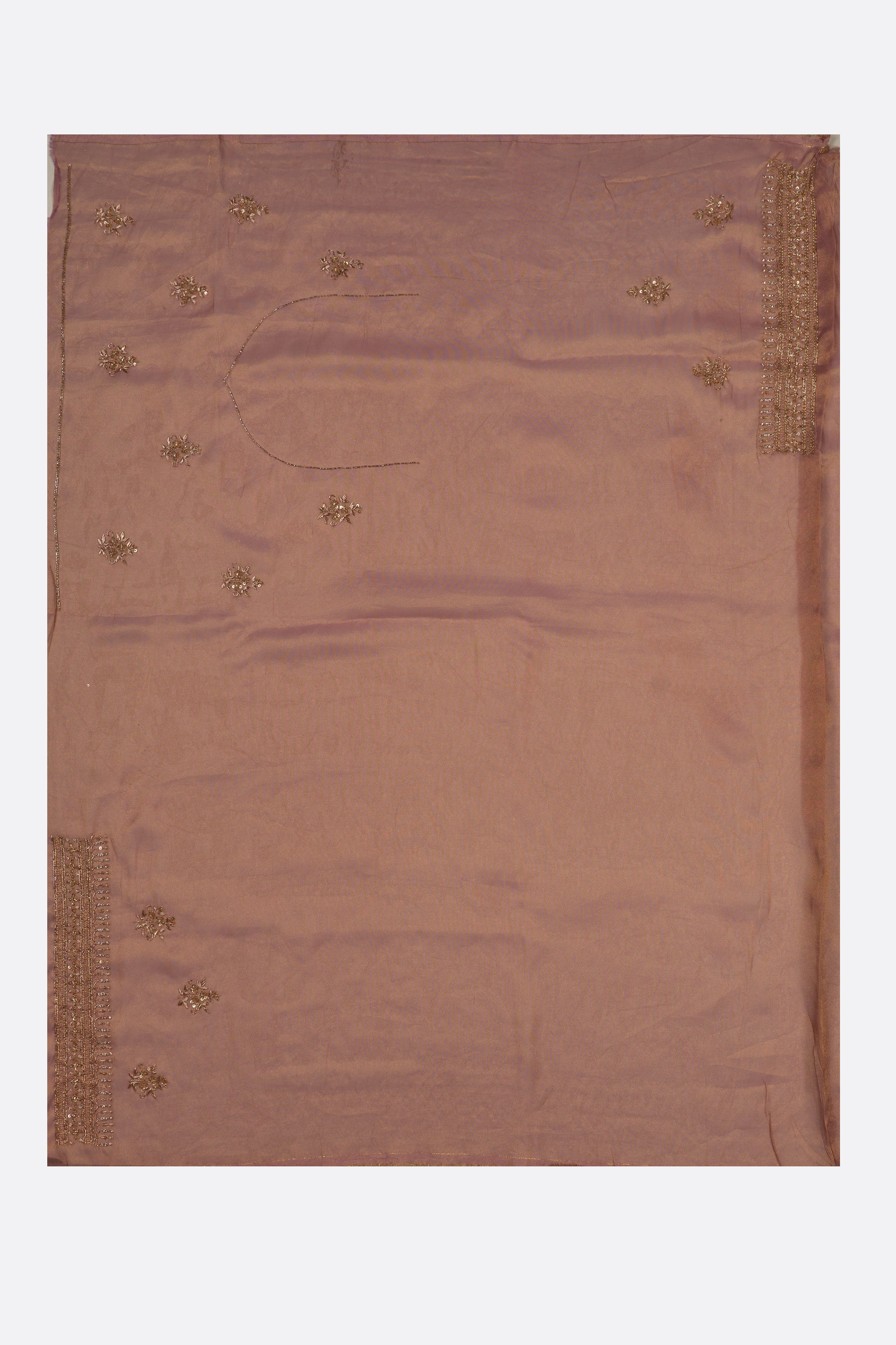Pink Gold Embellished Tissue Saree F00927