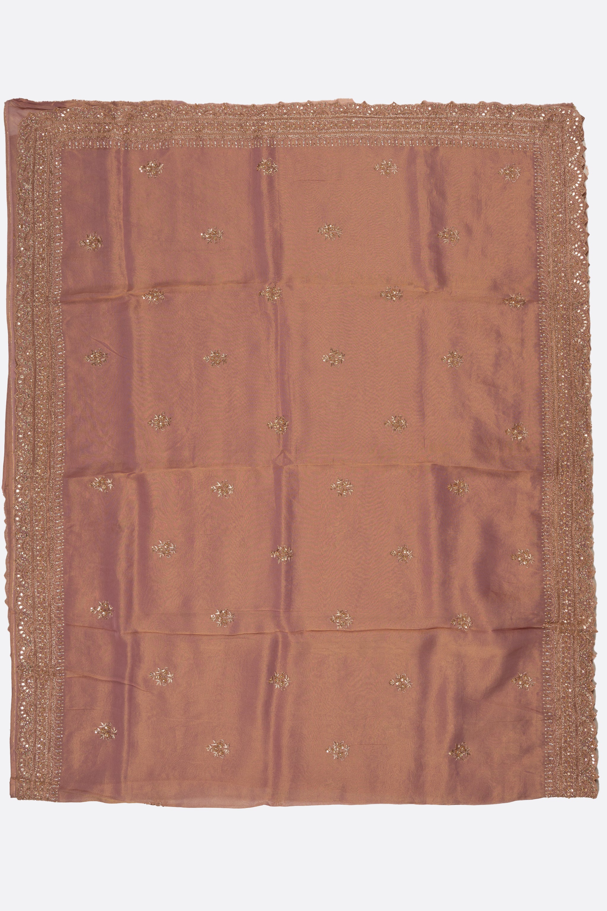 Pink Gold Embellished Tissue Saree F00927
