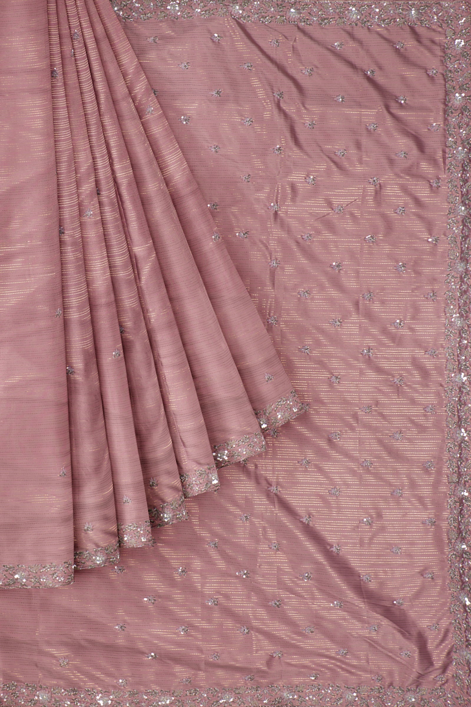 Pink Embellished Satin Saree F00841