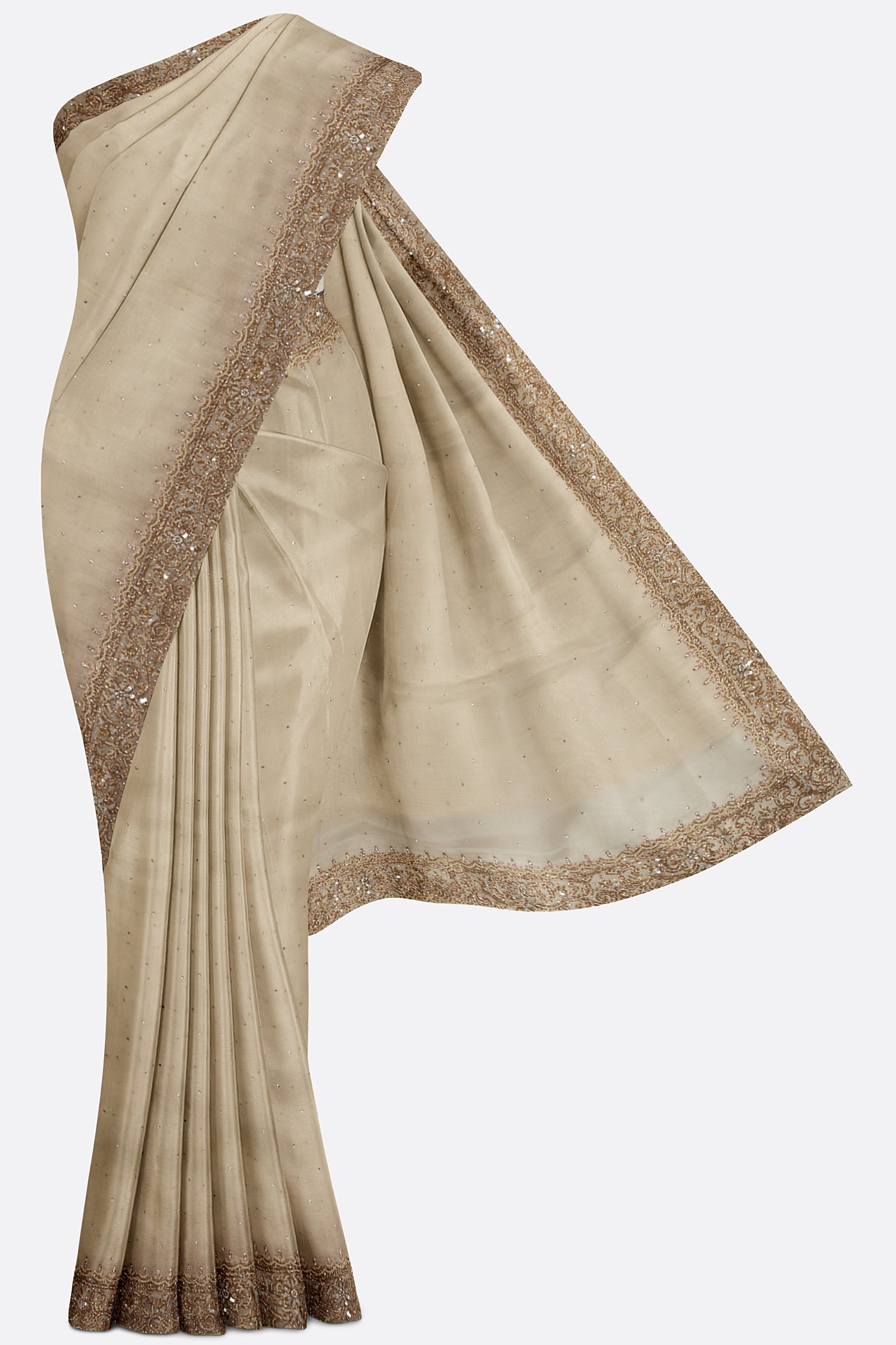 White Embellished Organza Saree F00803