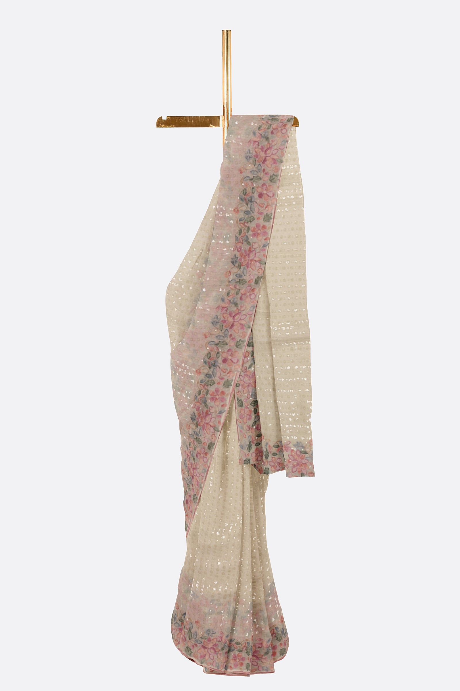 White Embellished Georgette Saree F00895