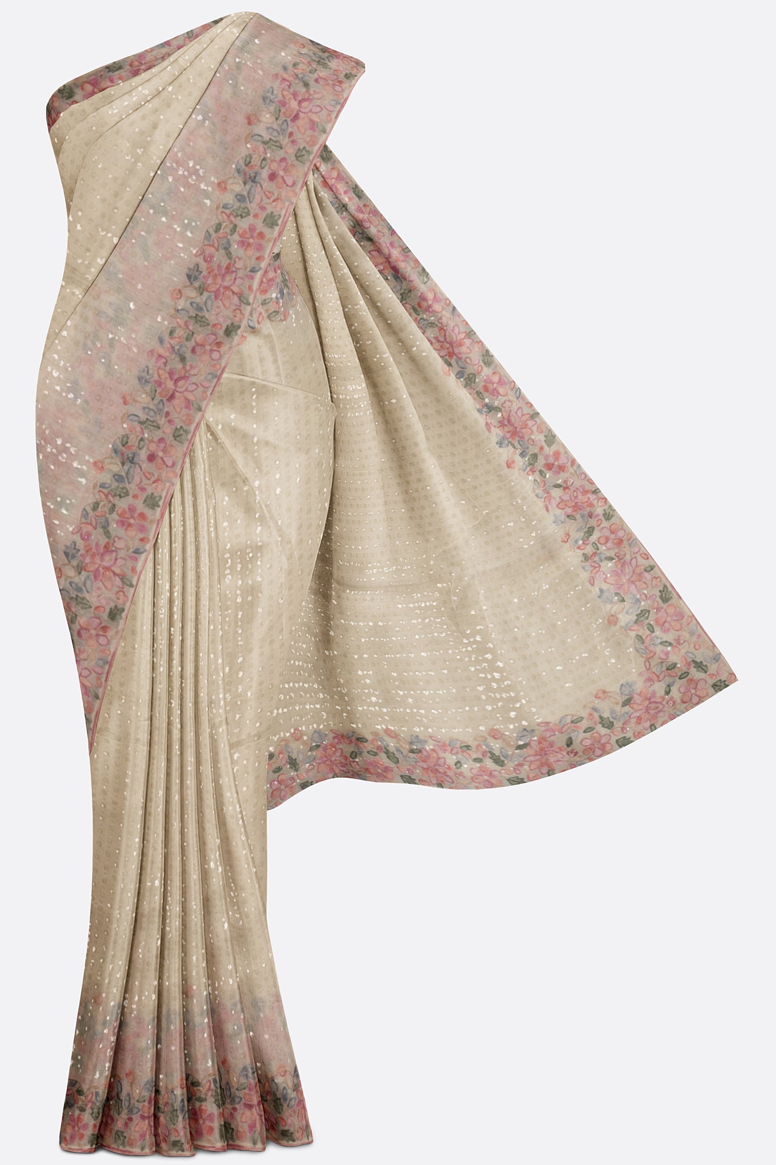 White Embellished Georgette Saree F00895