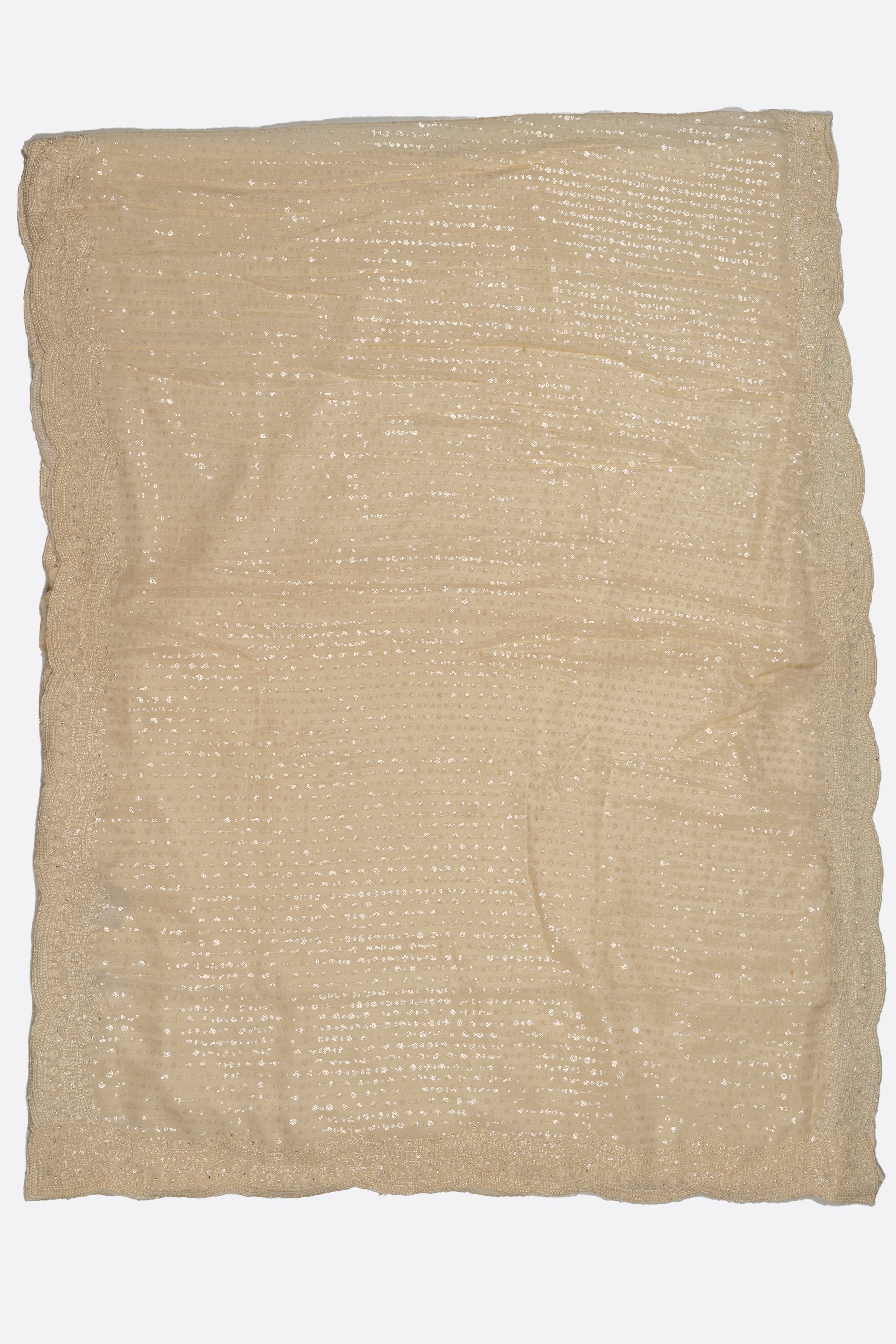 Off White Embellished Georgette Saree ES0078