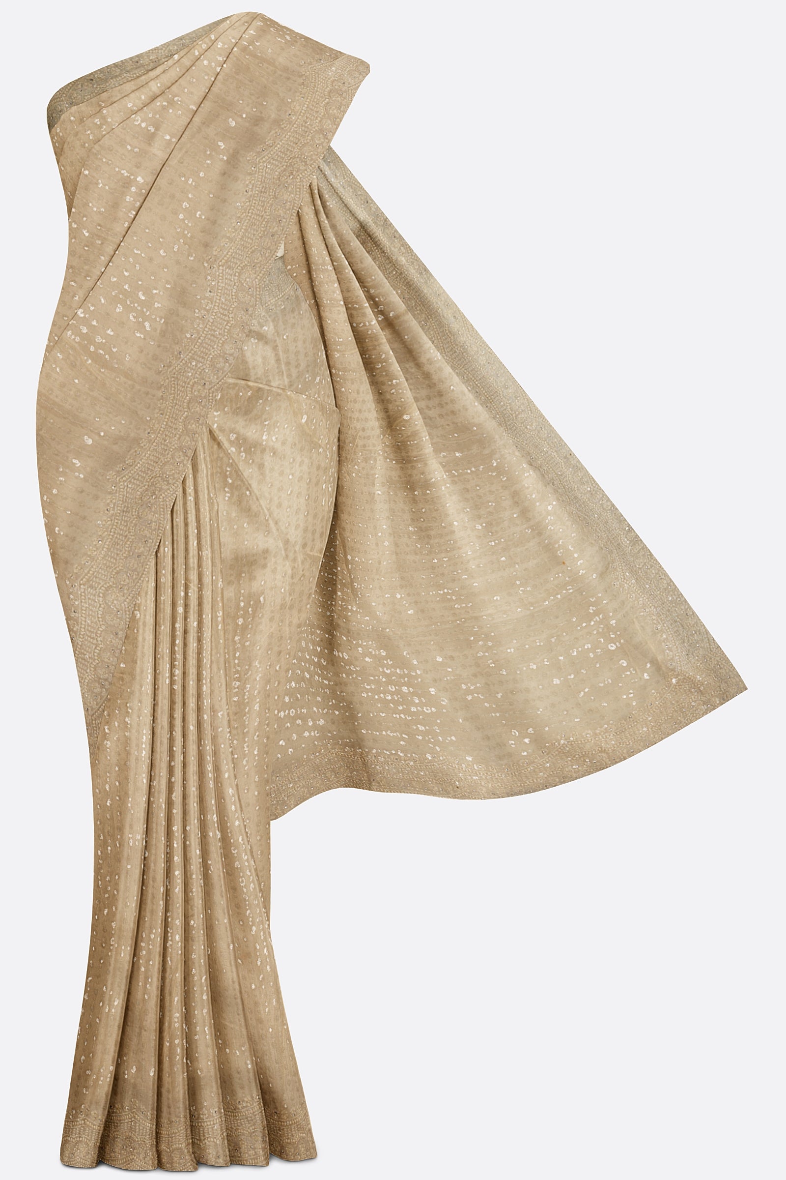 Off White Embellished Georgette Saree ES0078