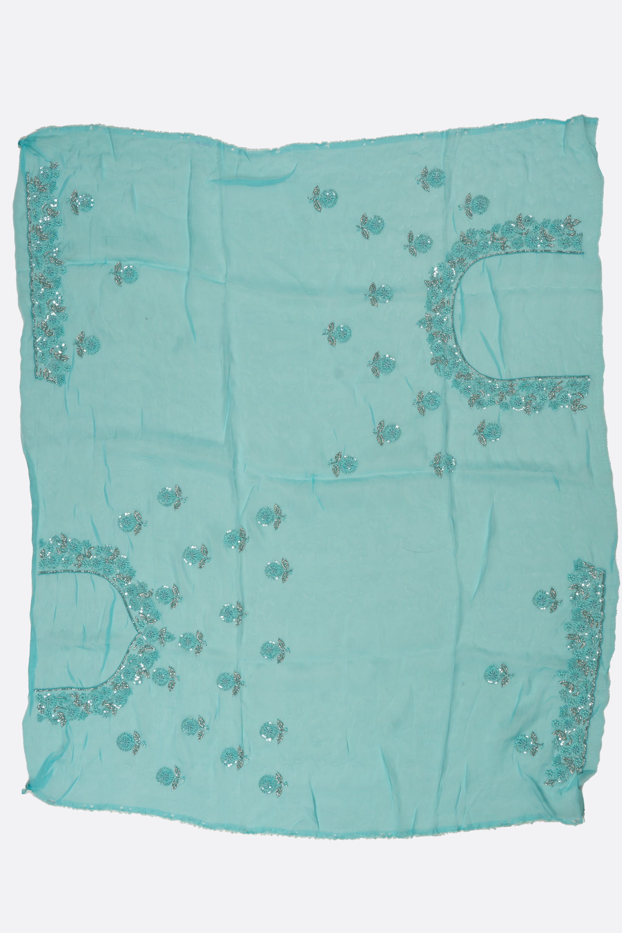 Blue Plain Georgette Saree F00894