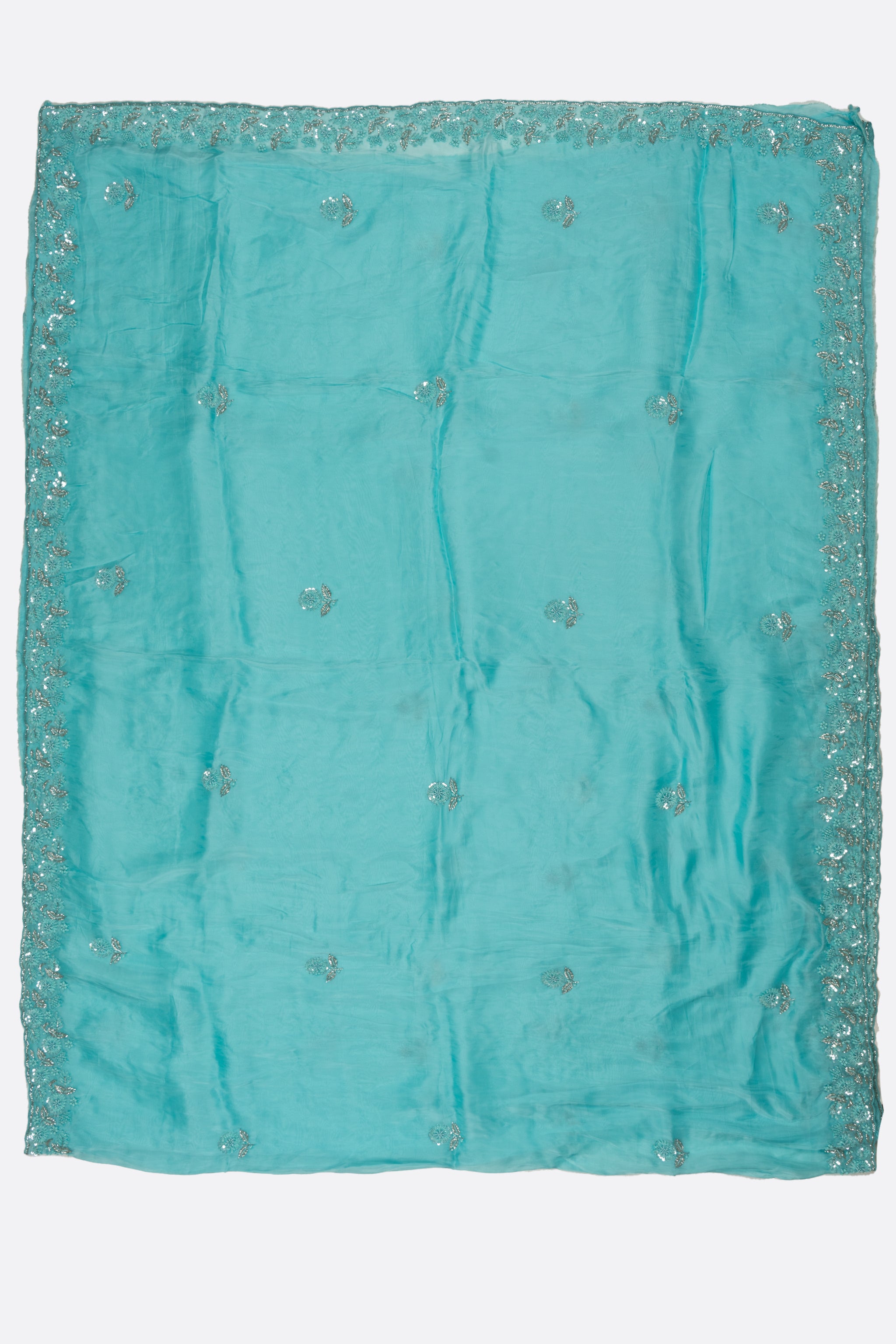 Blue Plain Georgette Saree F00894