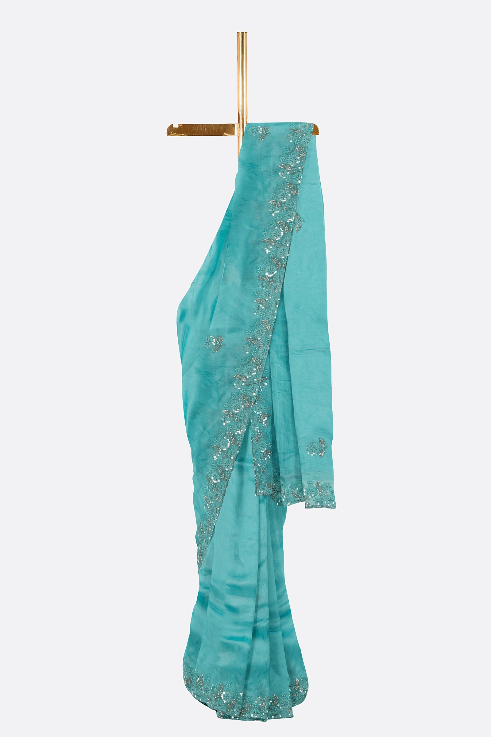 Blue Plain Georgette Saree F00894