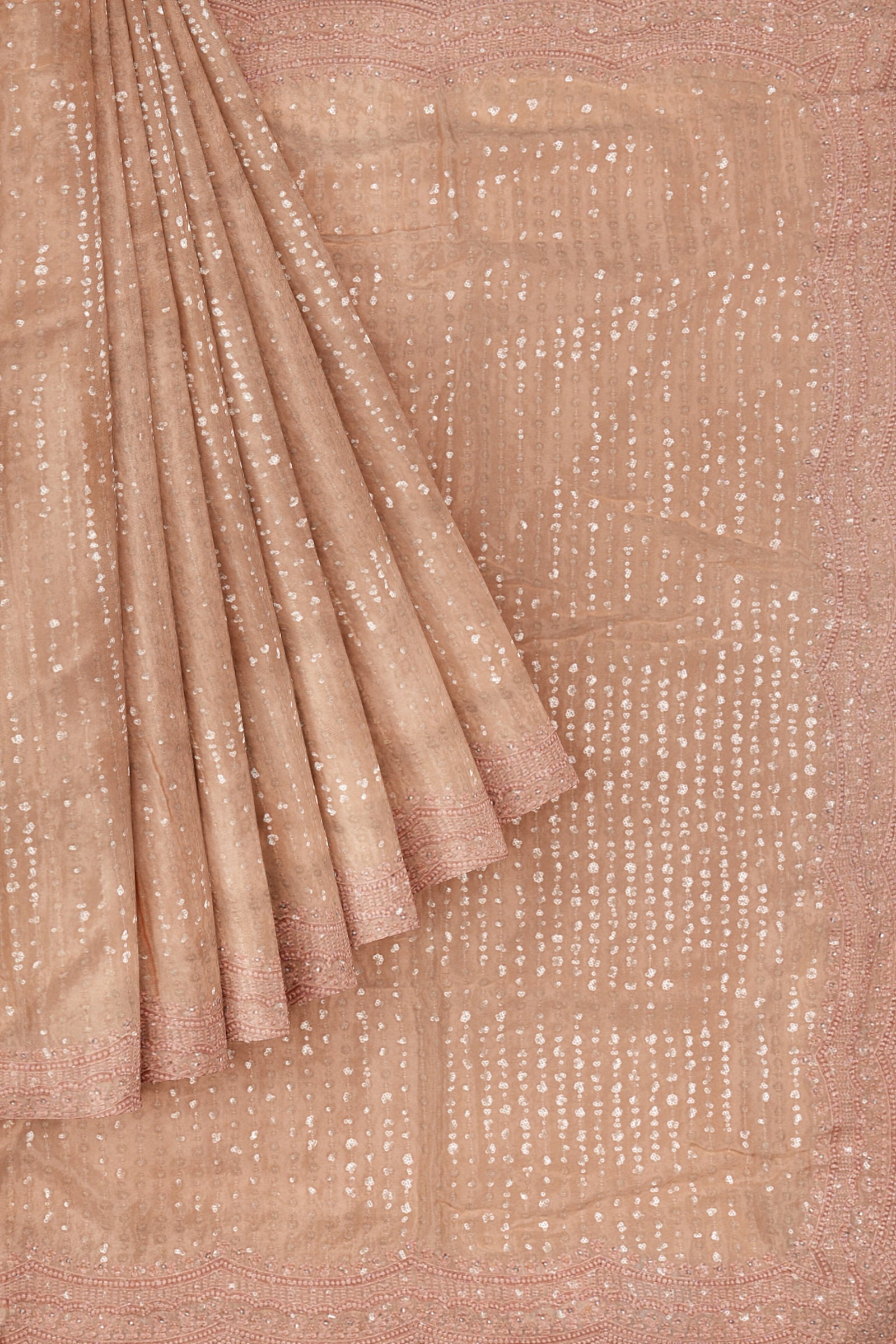 Peach Embellished Georgette Saree ES0078