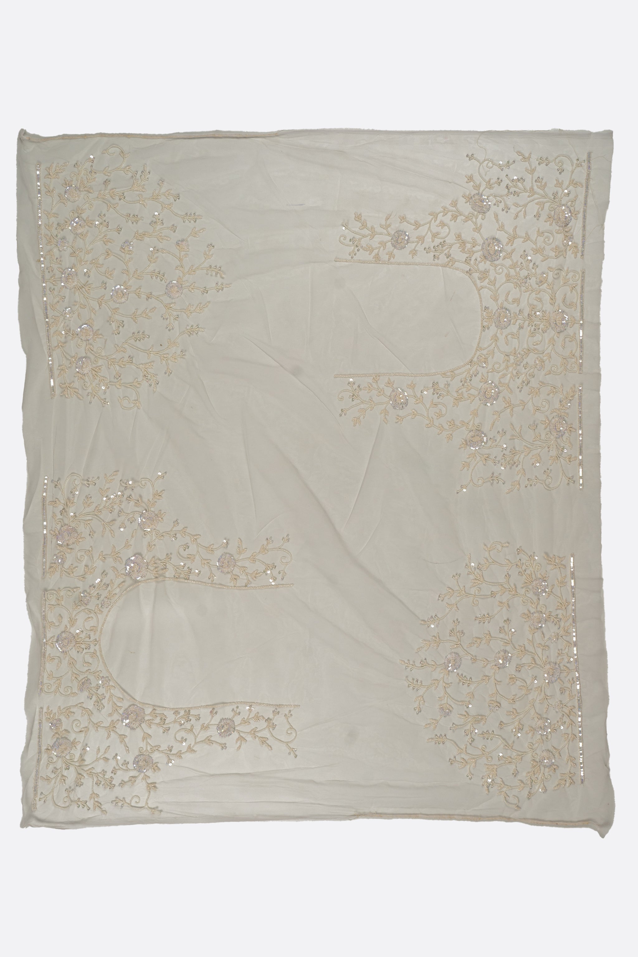 White Embellished Net Saree F01003