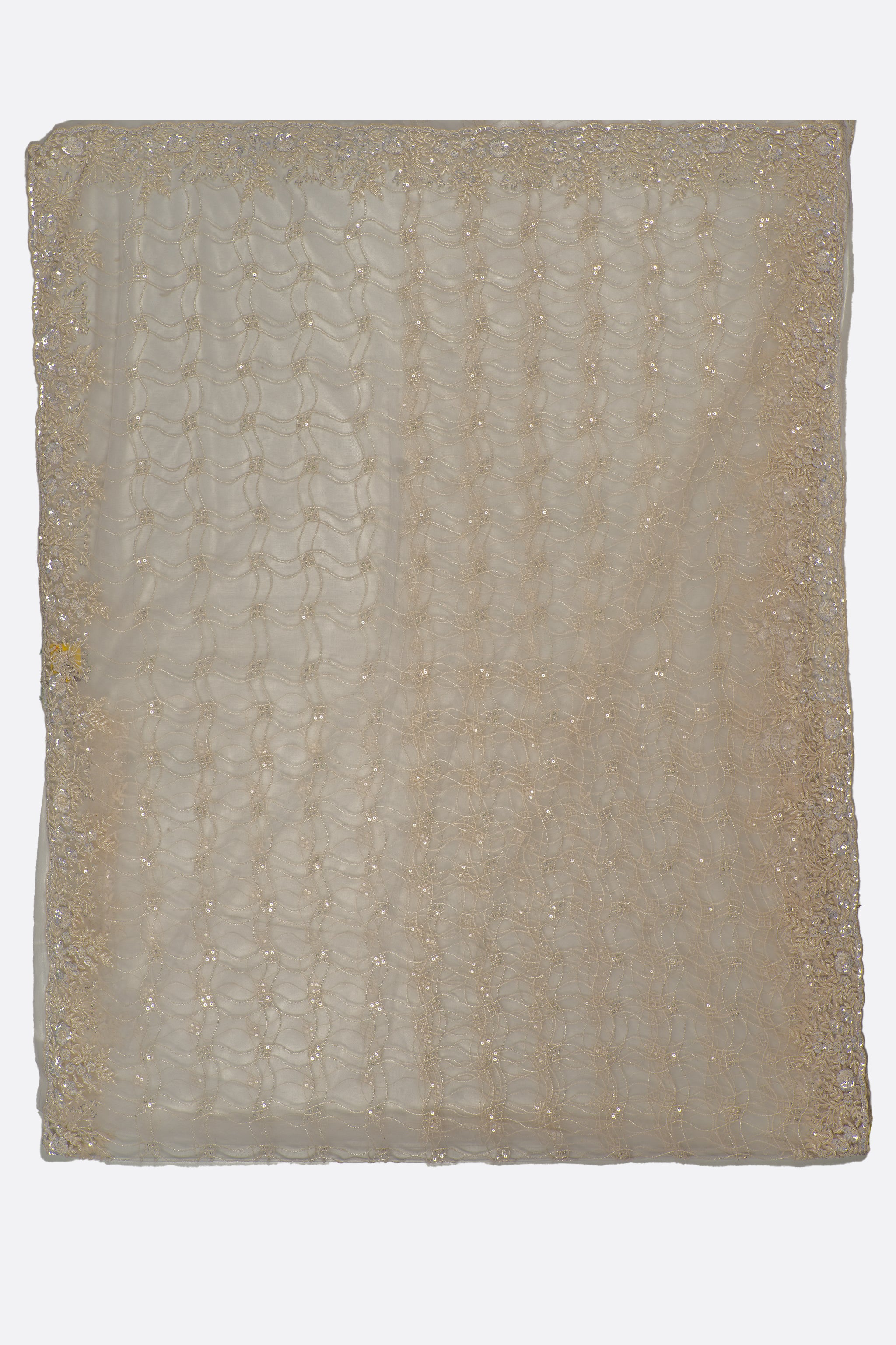 White Embellished Net Saree F01003