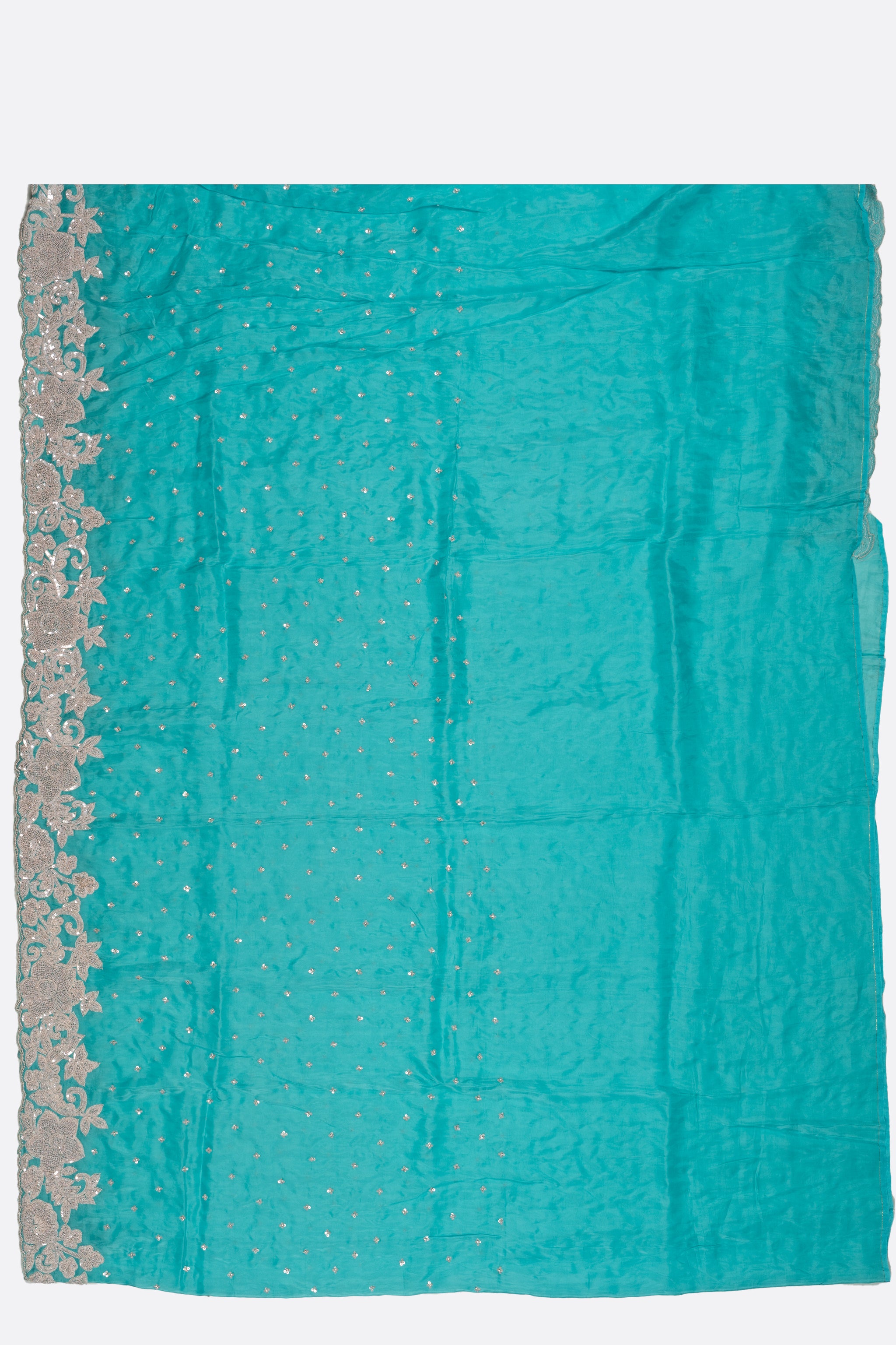 Blue Plain Georgette Saree F00898