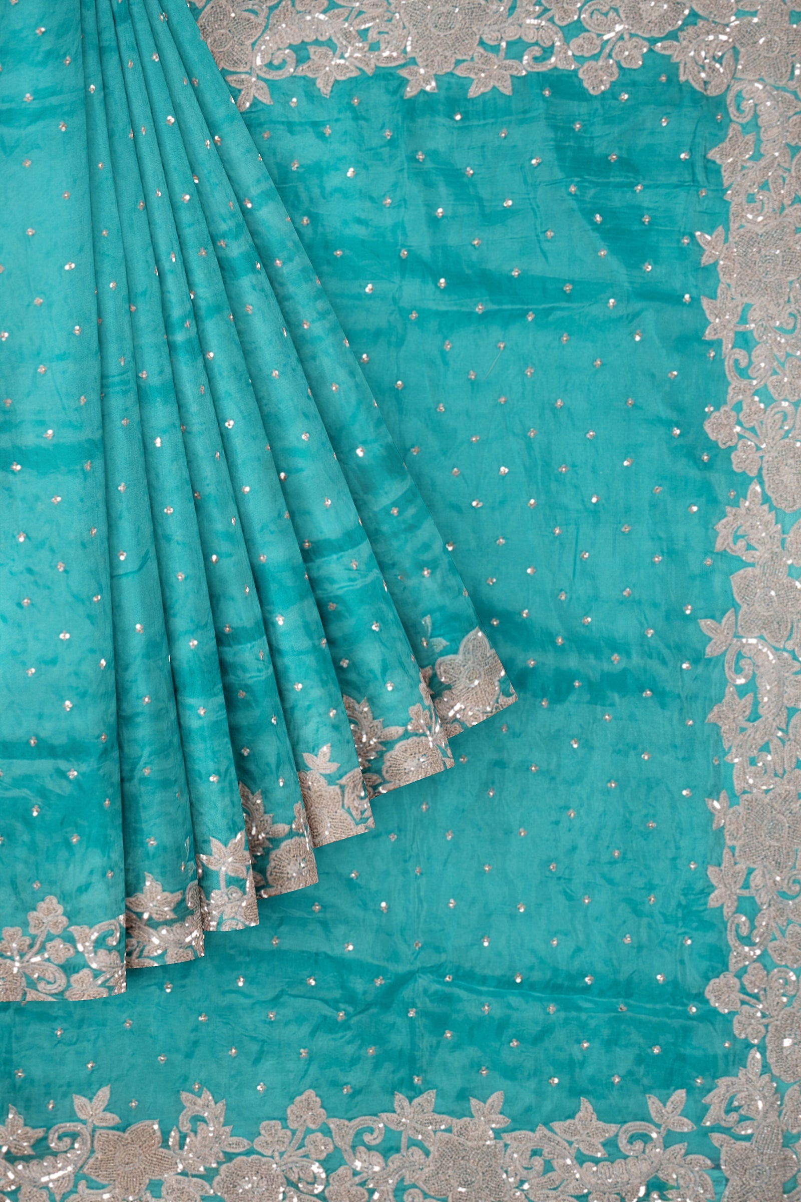 Blue Plain Georgette Saree F00898