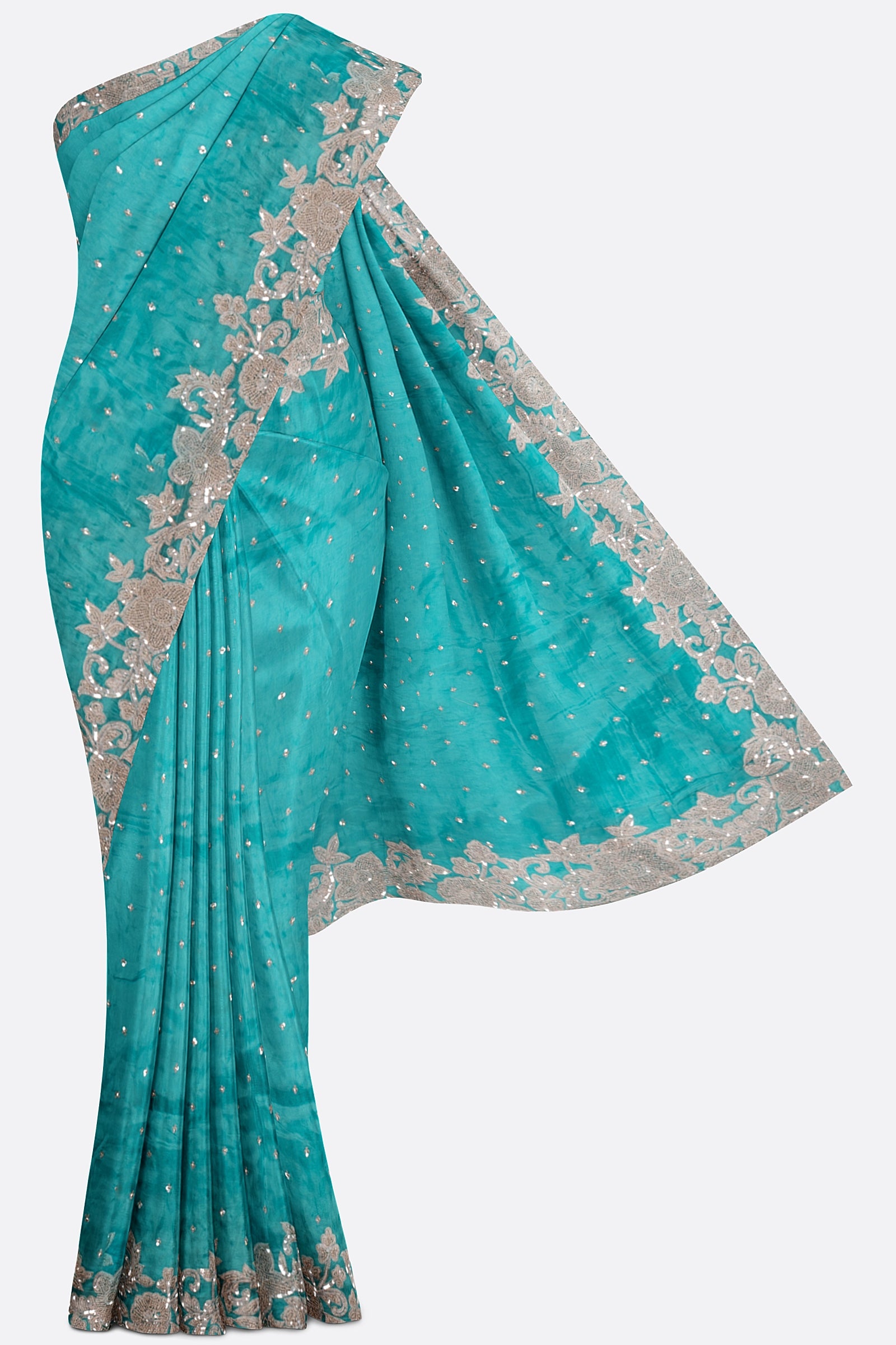 Blue Plain Georgette Saree F00898