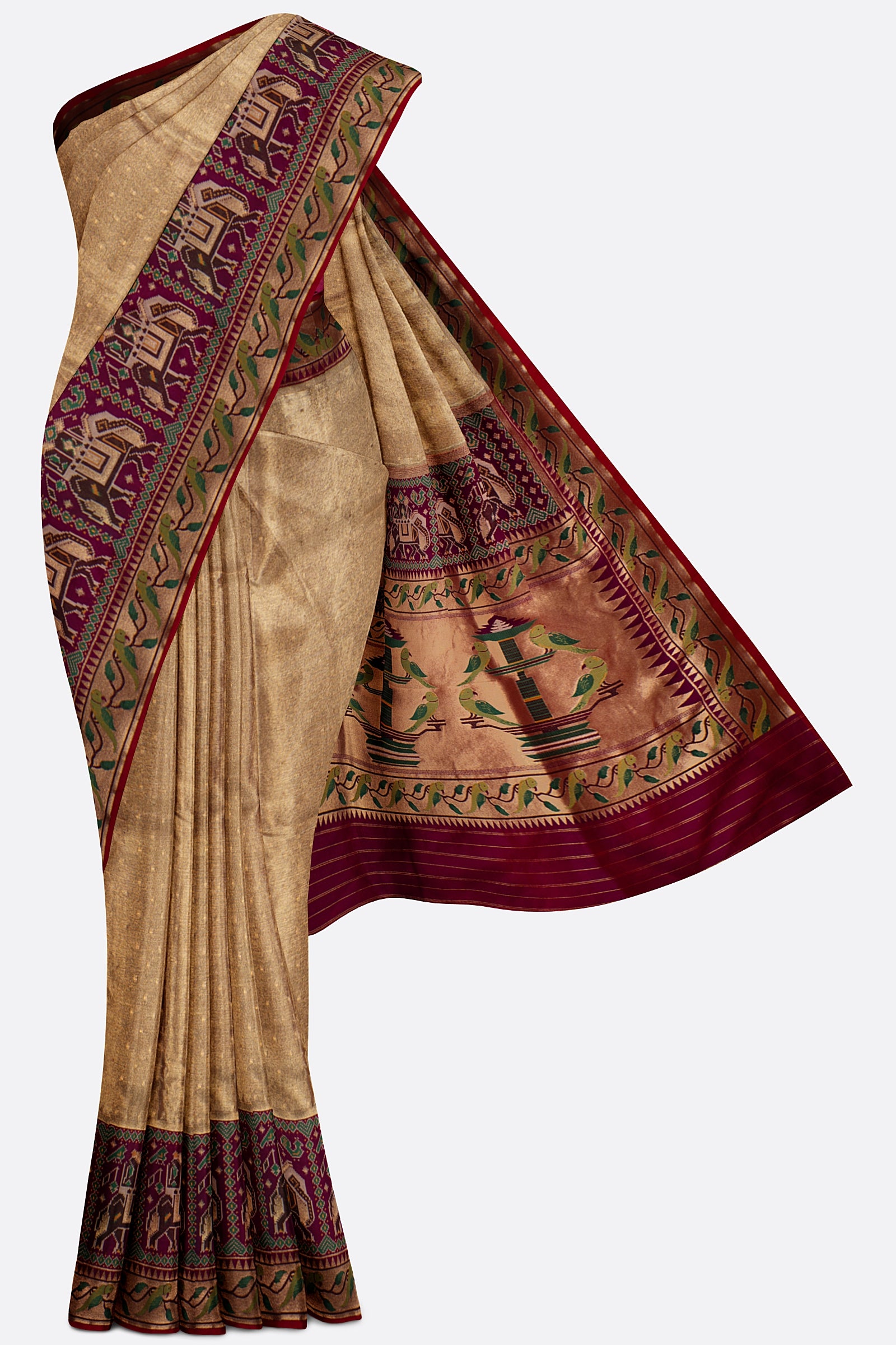 Gold Woven Tissue Saree F00874