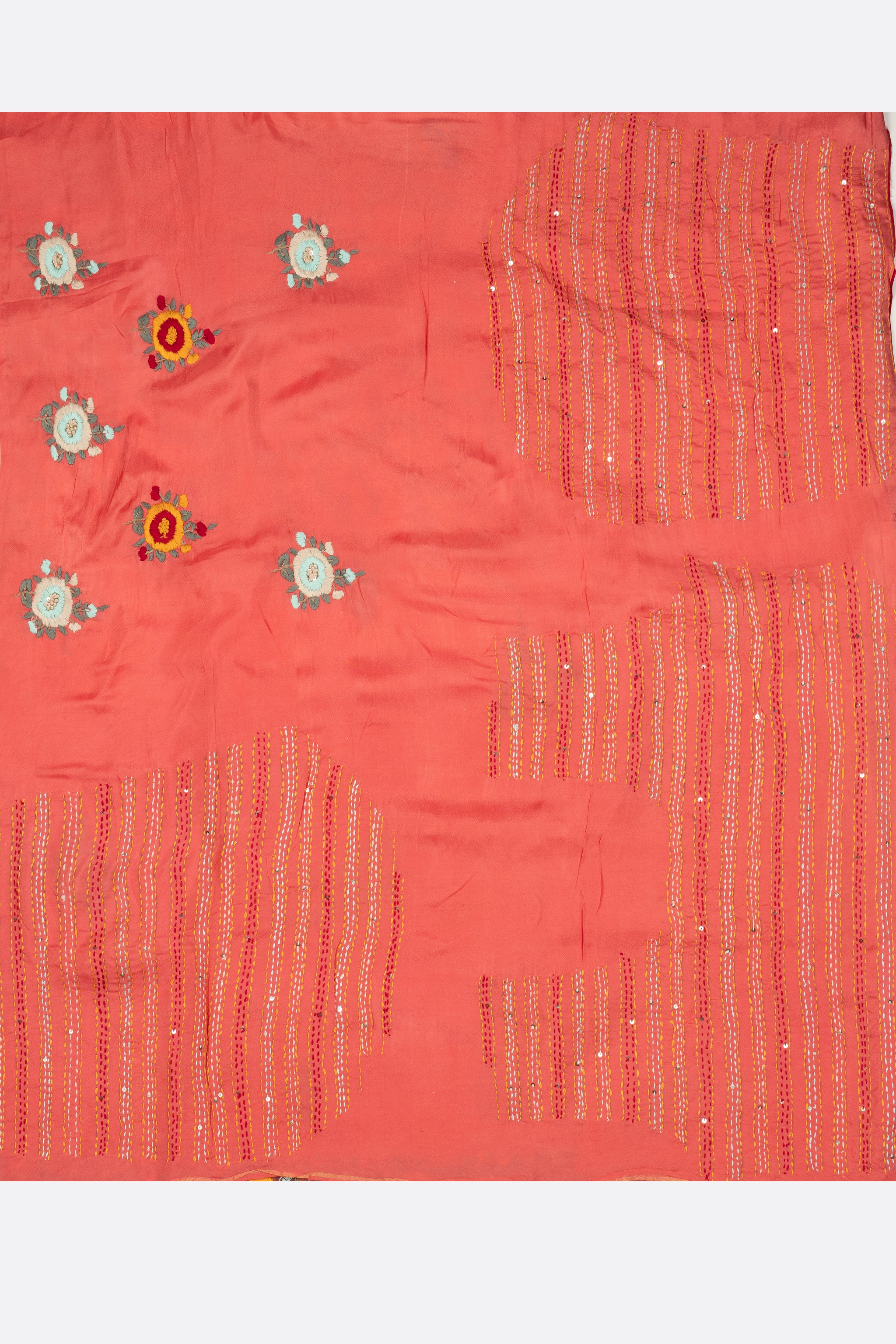 Pink Embroidered Kora Saree F01120