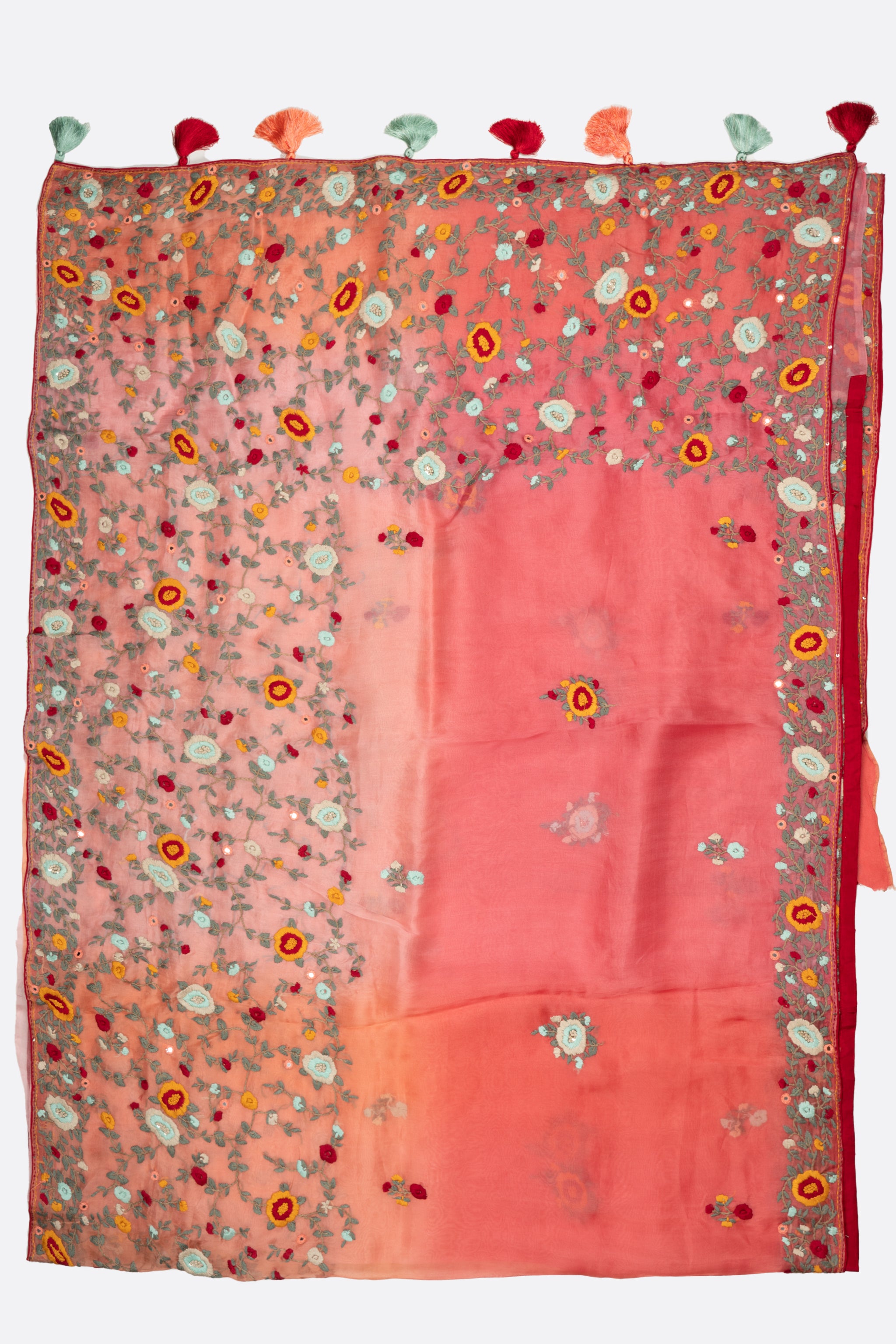 Pink Embroidered Kora Saree F01120