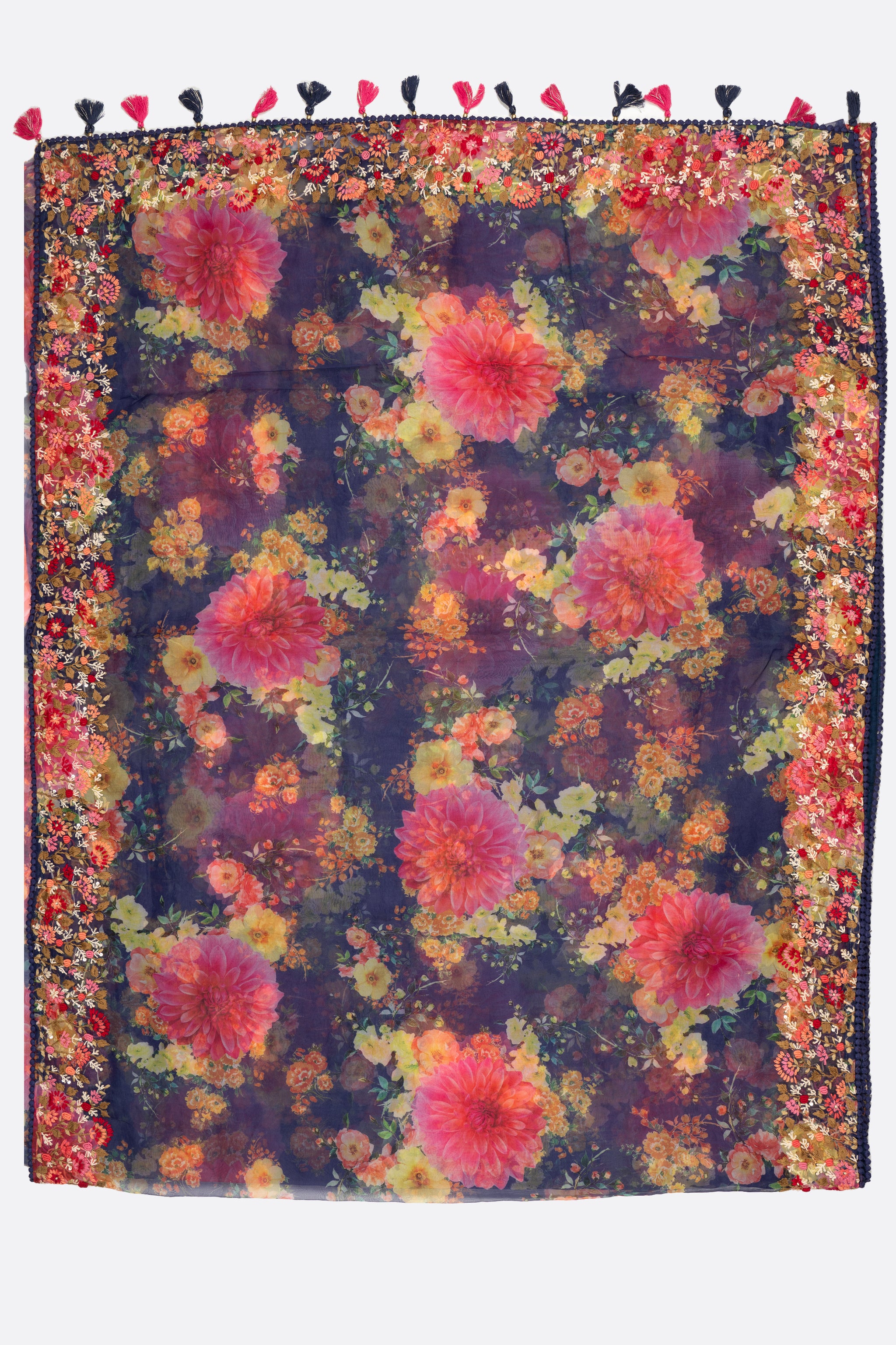 Violet Printed Kora Saree F01090