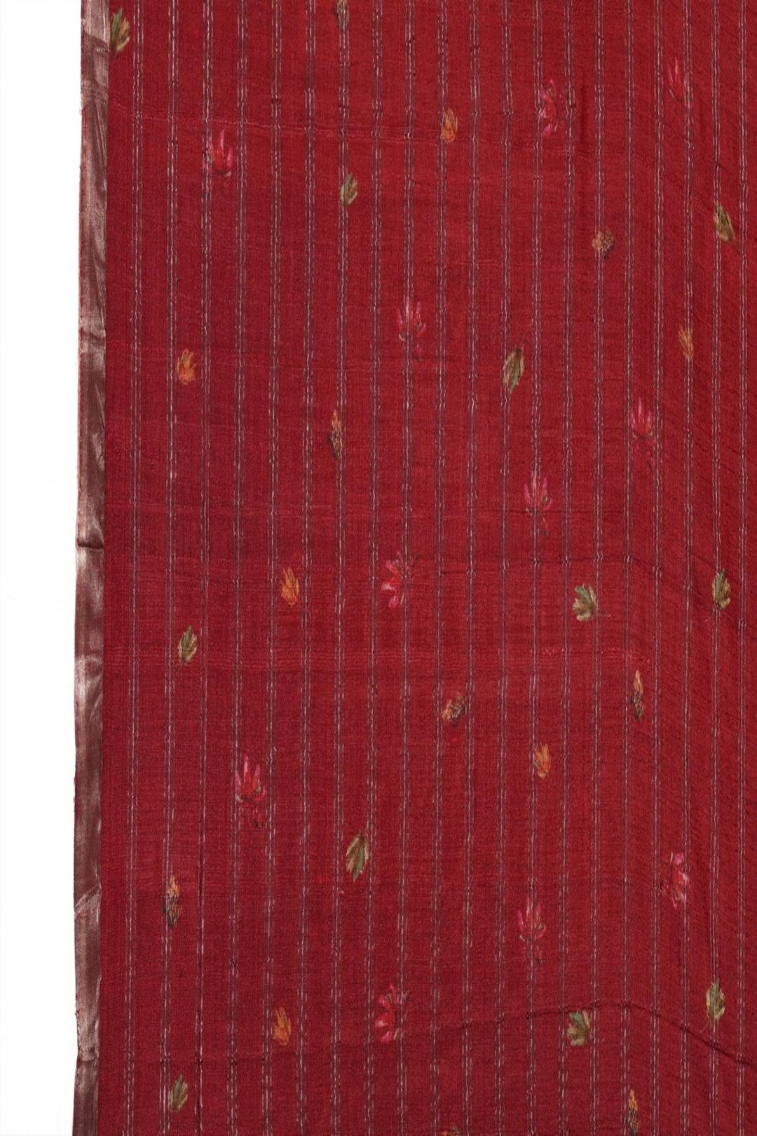 Red Printed Tussar Saree F00697G