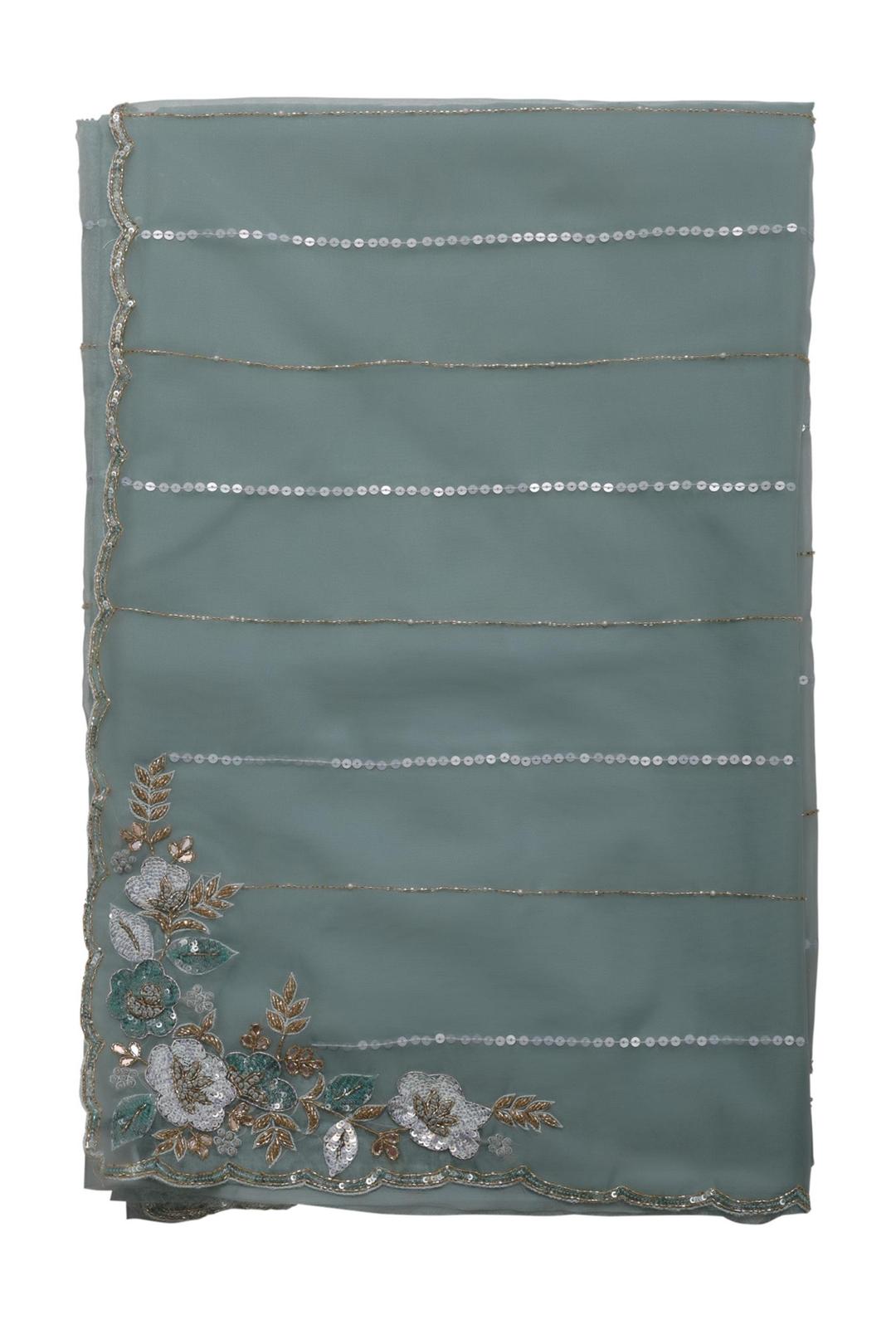 Light Green Embroidered Organza Saree F00901A