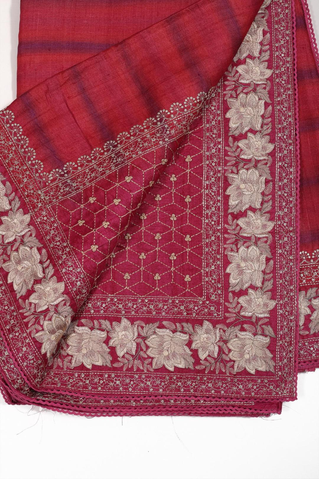 Pink Embroidered Tussar Saree F00118B