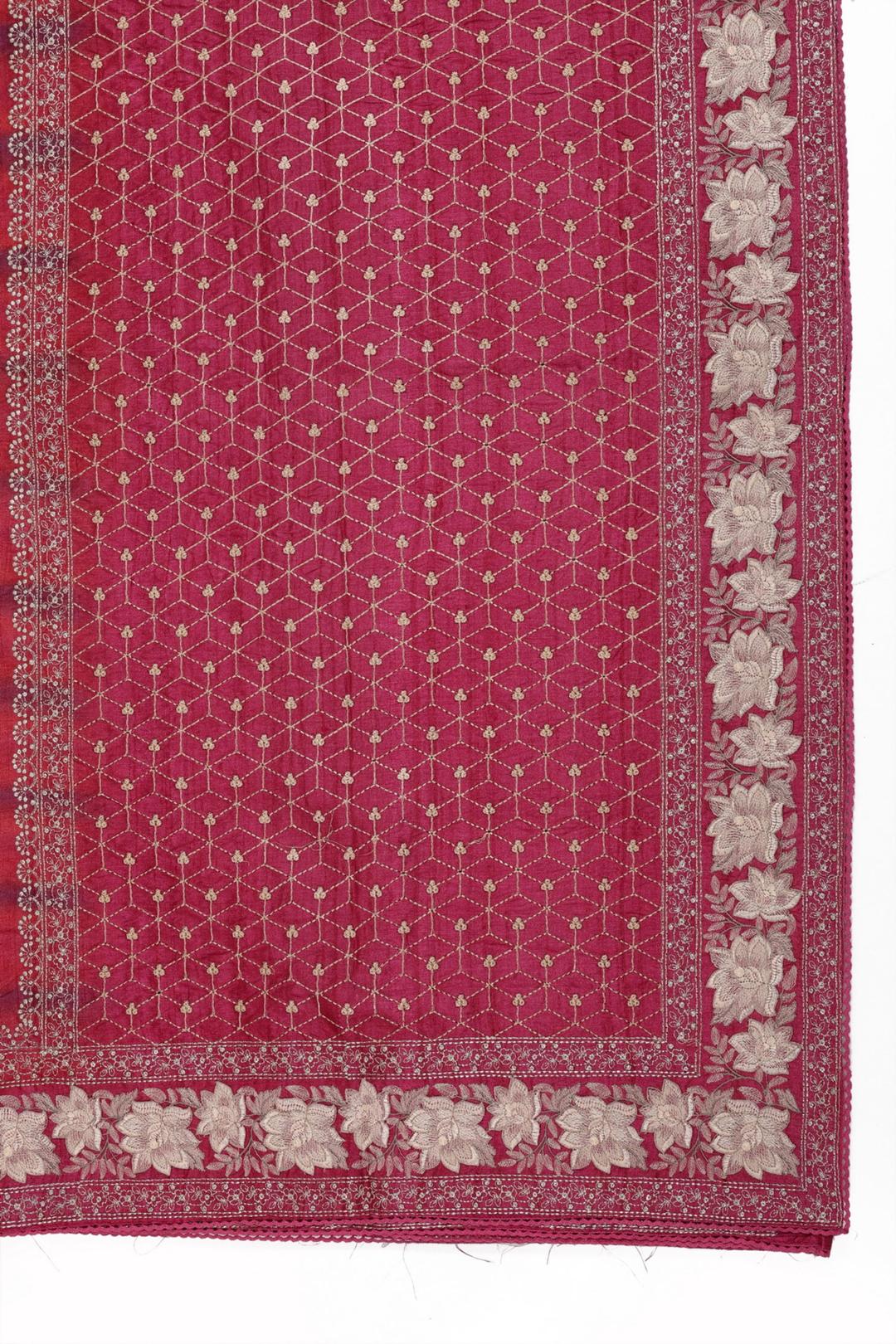 Pink Embroidered Tussar Saree F00118B