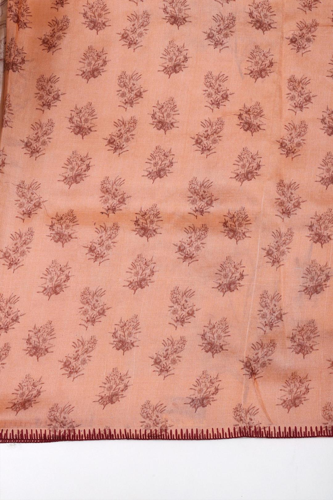 Peach Printed Tussar Saree F00070