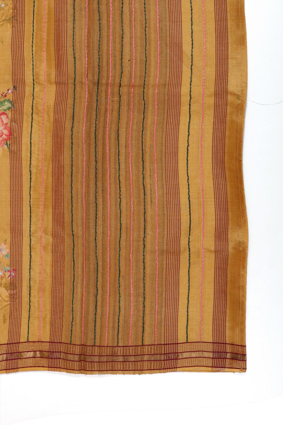 Mustard Printed Tussar Saree ES0496