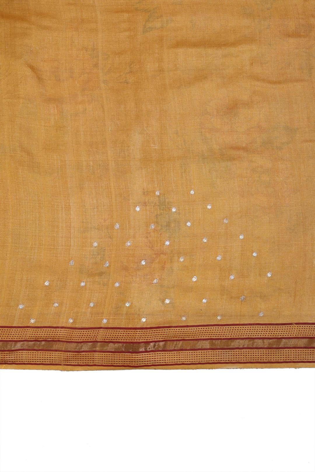 Mustard Printed Tussar Saree ES0496