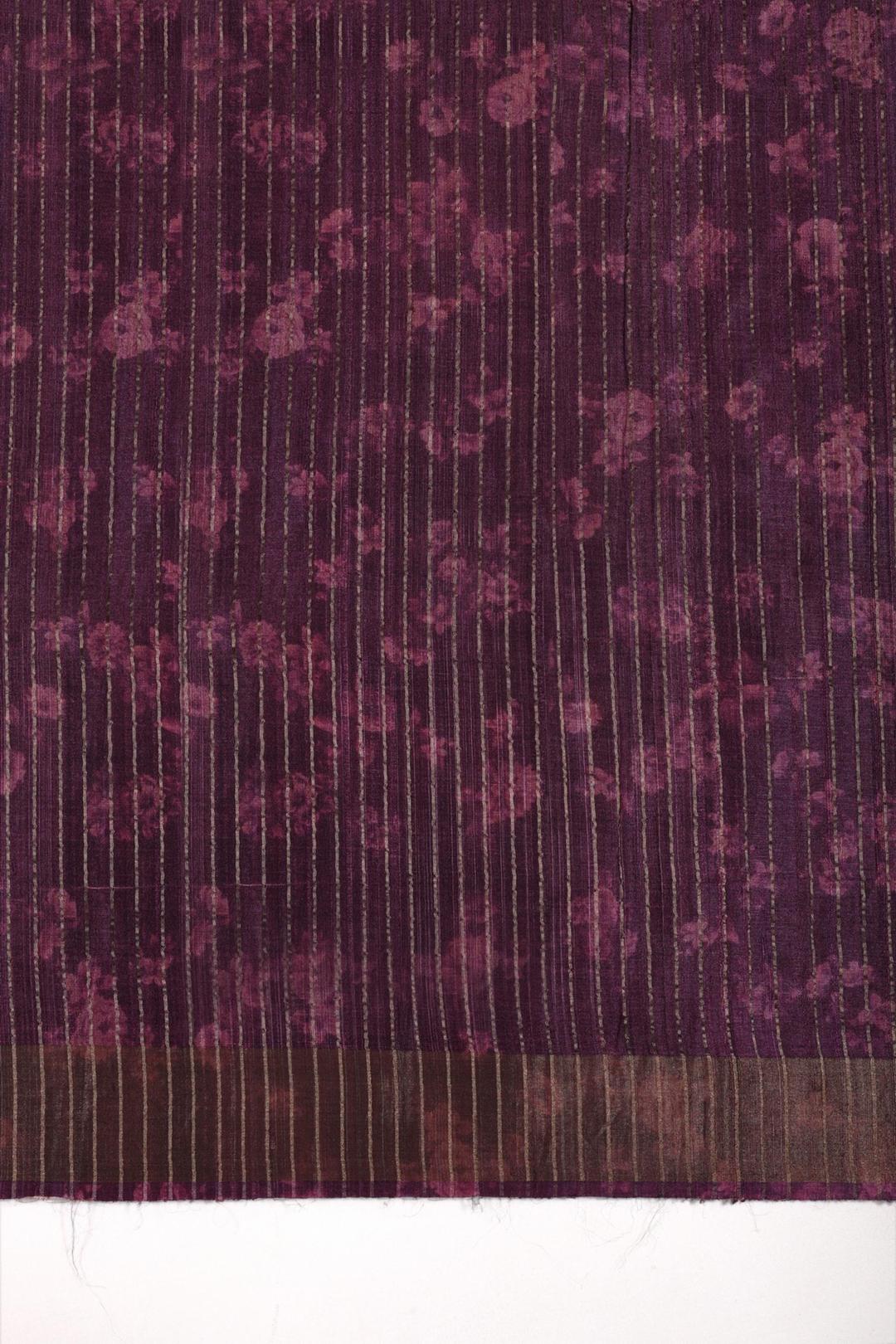 Violet Printed And Embroidered Tussar Saree F00117A