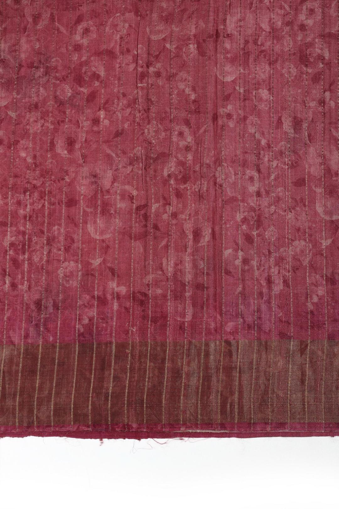 Pink Printed And Embroidered Tussar Saree F00117C